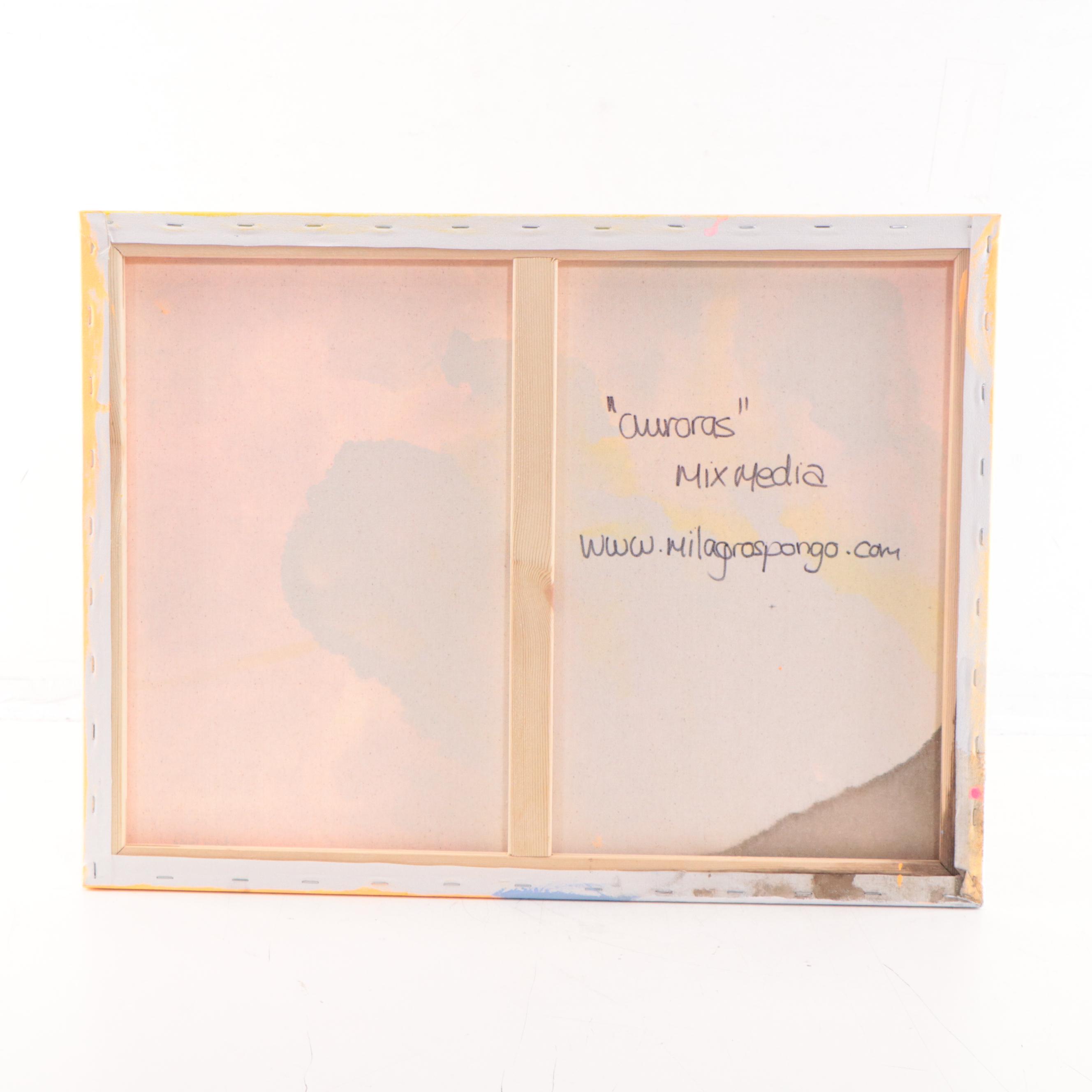 Milagros Pongo Abstract Mixed Media Painting "Auroras," 21st Century