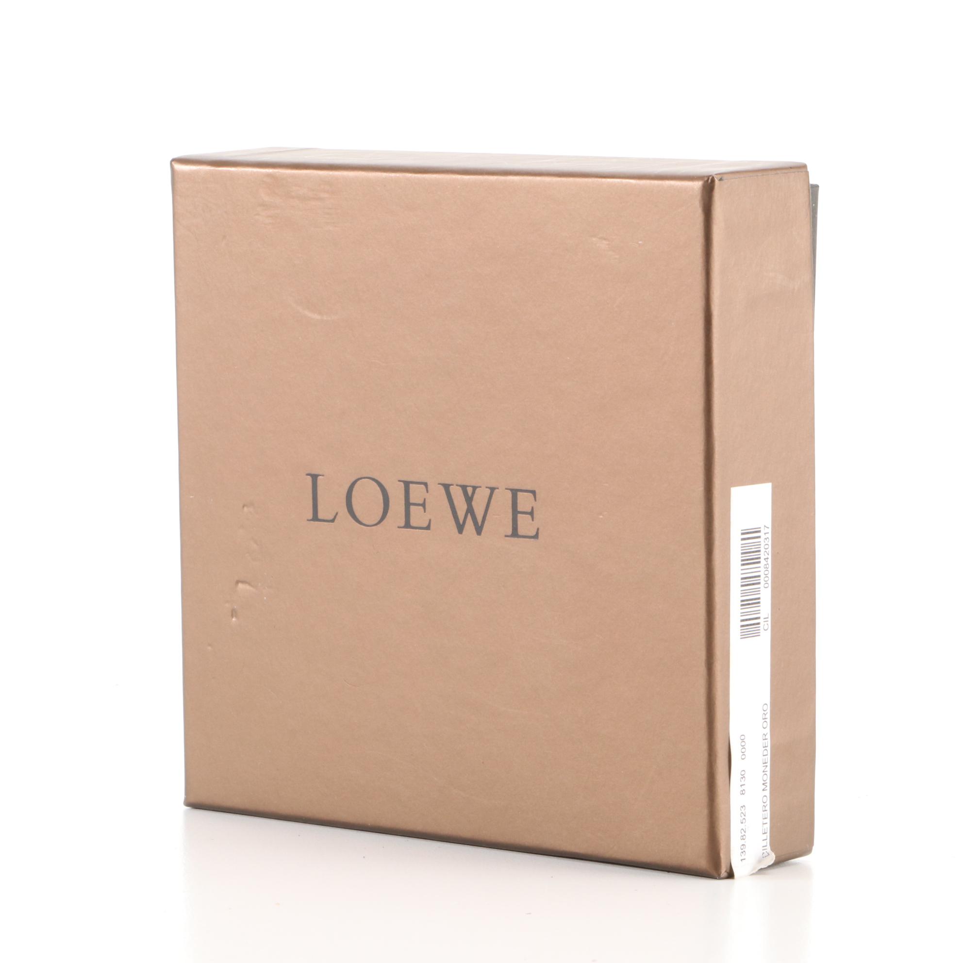Loewe Anagram Compact Wallet in Matte Metallic Gold Leather with Box