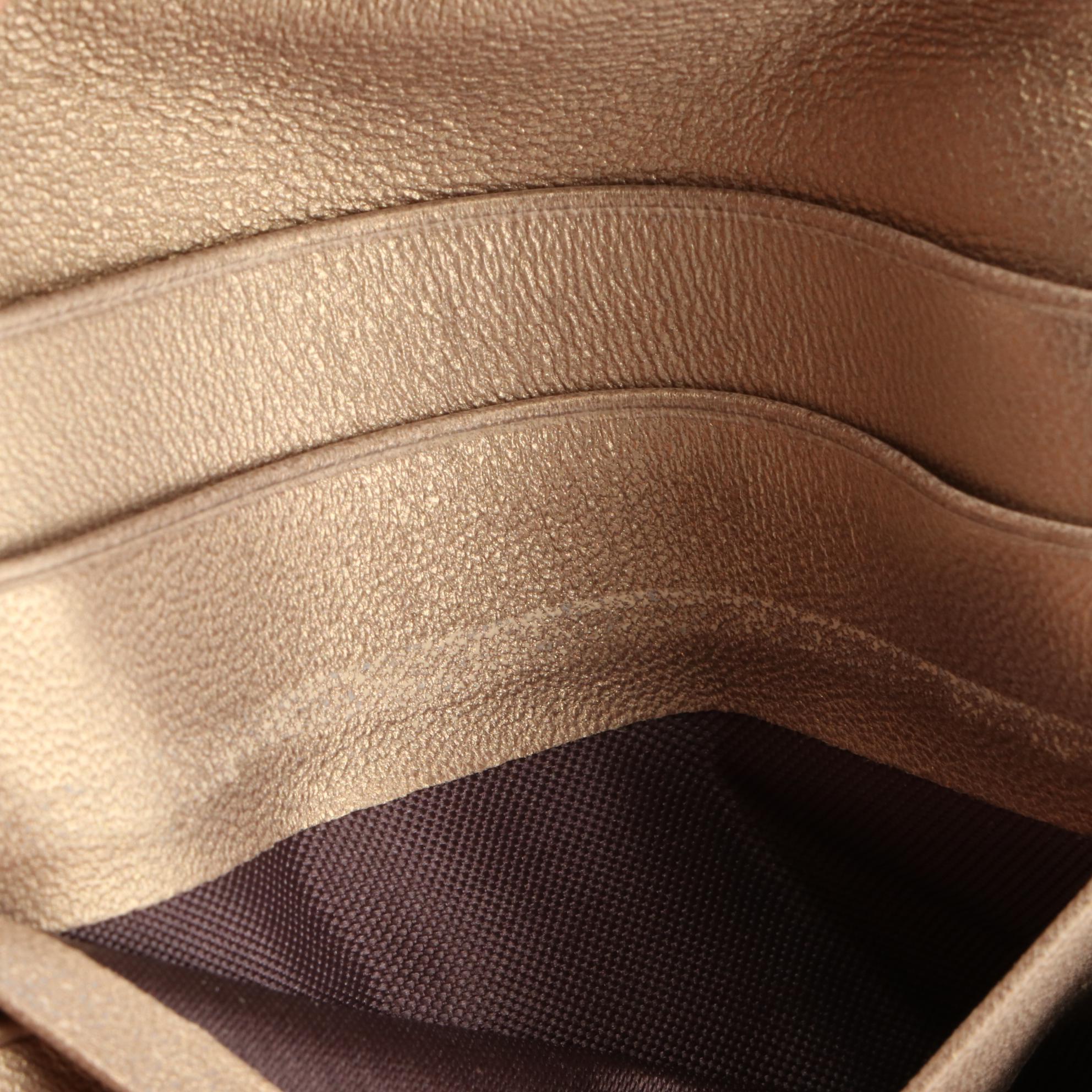 Loewe Anagram Compact Wallet in Matte Metallic Gold Leather with Box