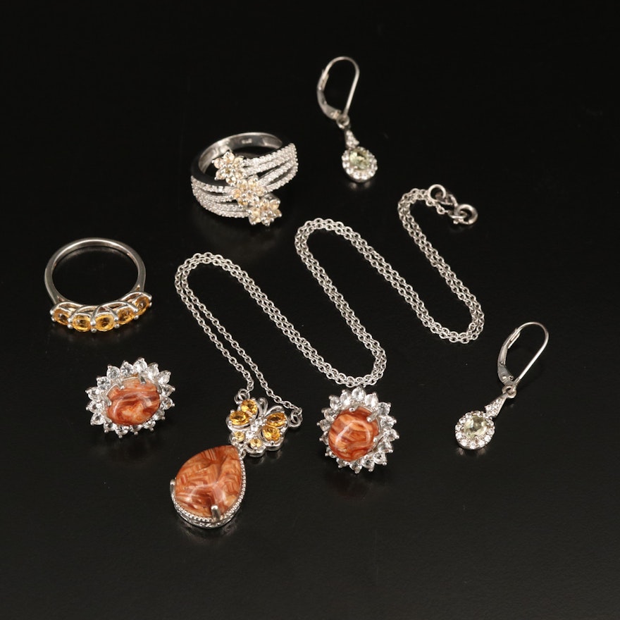 Sterling Jewelry Included Topaz, White Zircon and Opal