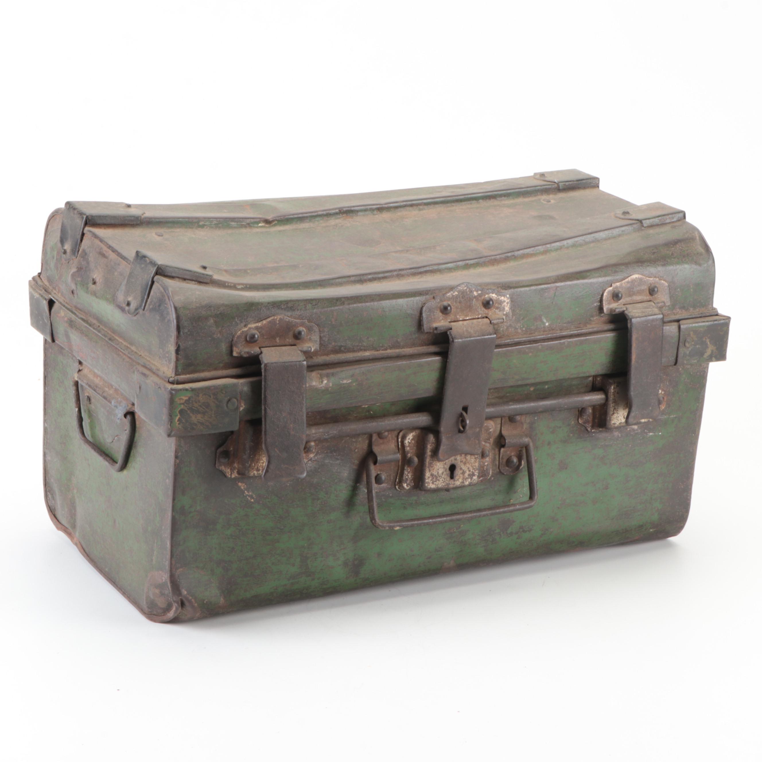 Patinated Metal Storage Chest, Early to Mid-20th Century