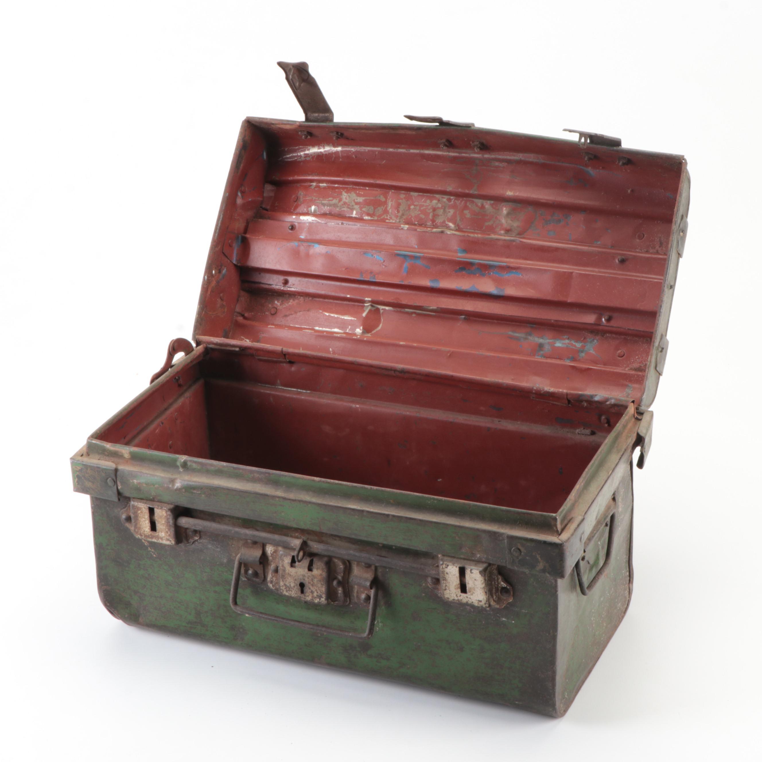 Patinated Metal Storage Chest, Early to Mid-20th Century