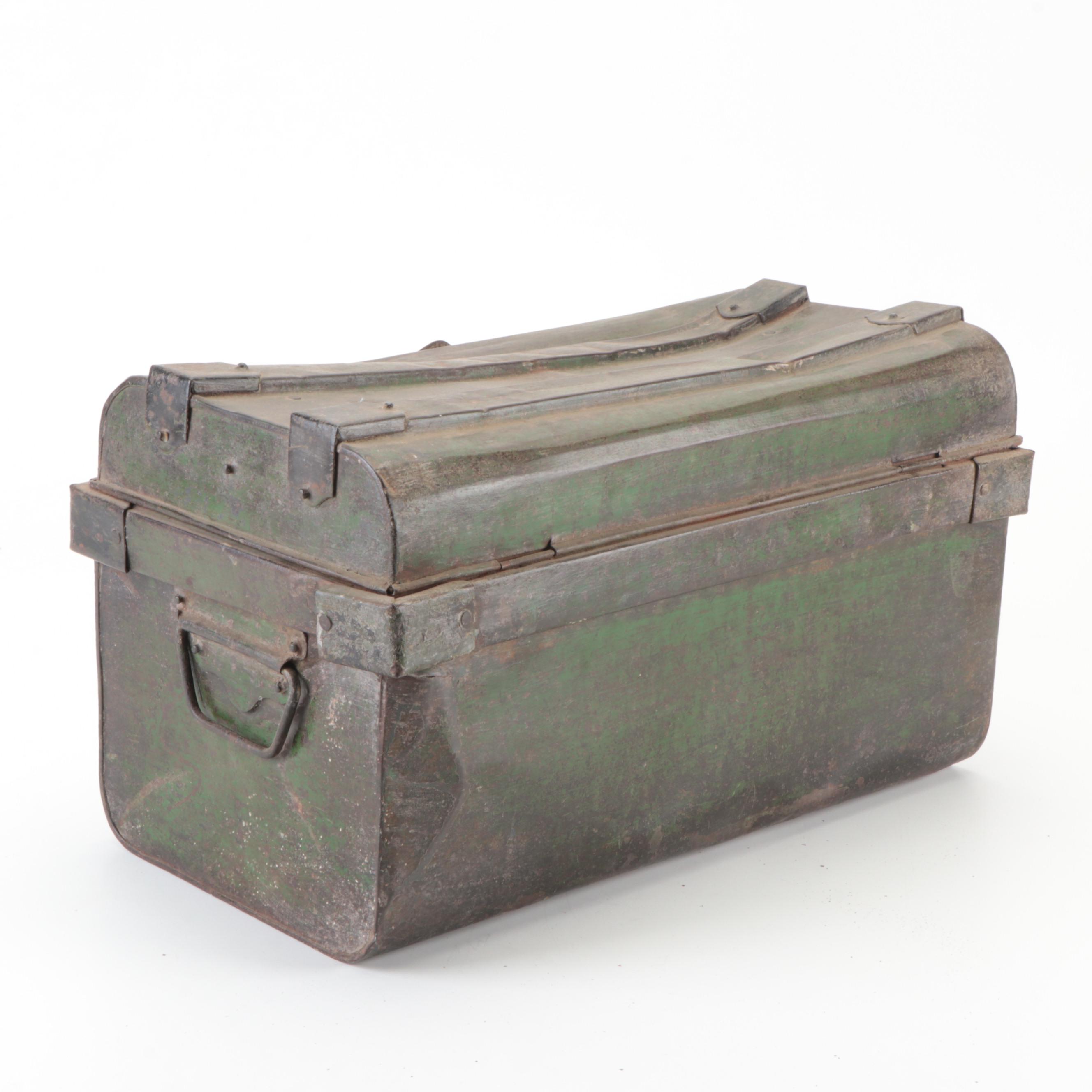 Patinated Metal Storage Chest, Early to Mid-20th Century