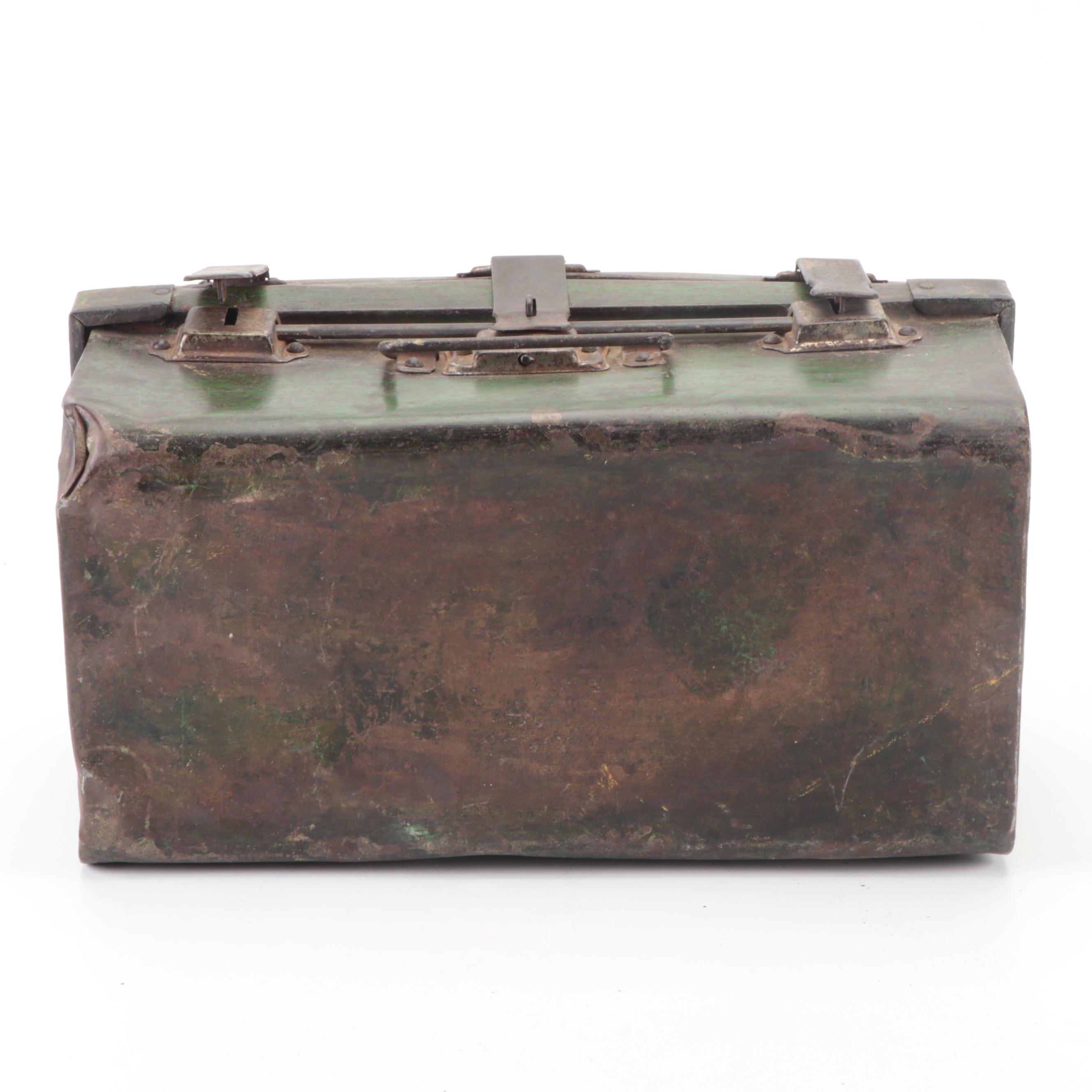 Patinated Metal Storage Chest, Early to Mid-20th Century