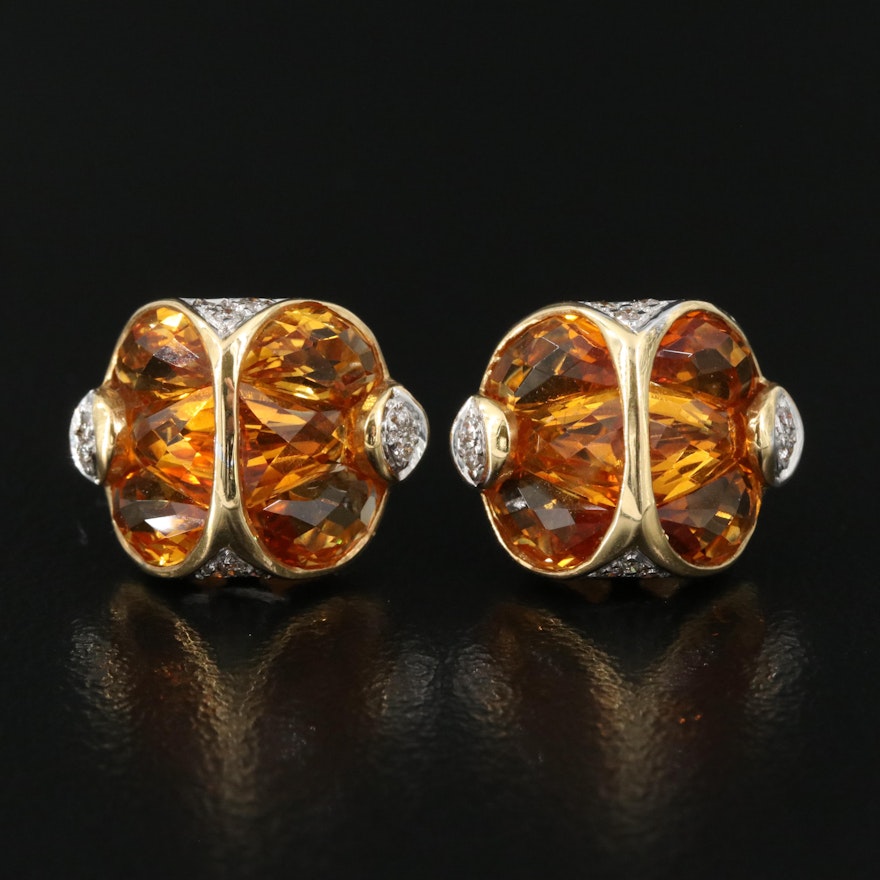 18K Citrine and Diamond Earrings