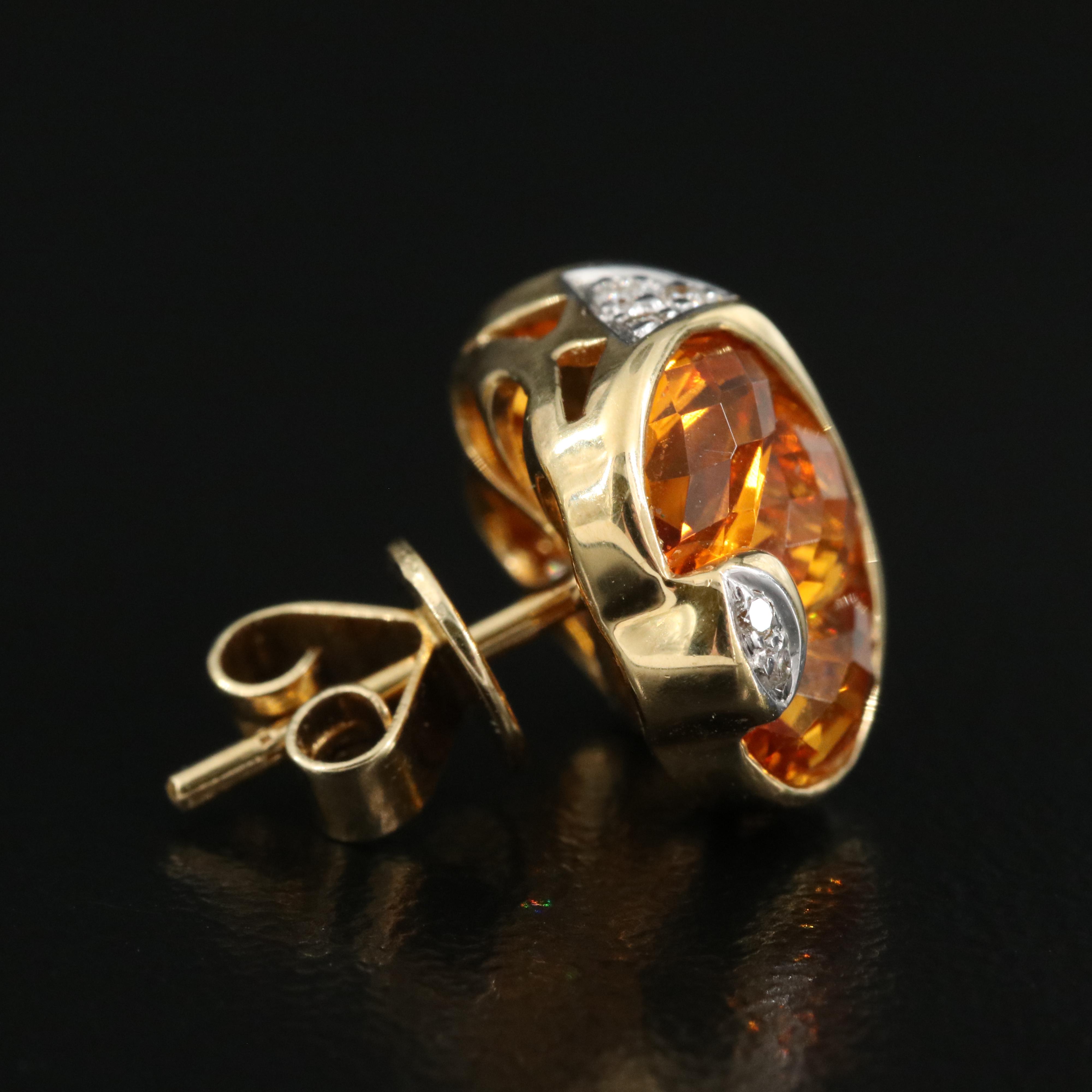 18K Citrine and Diamond Earrings