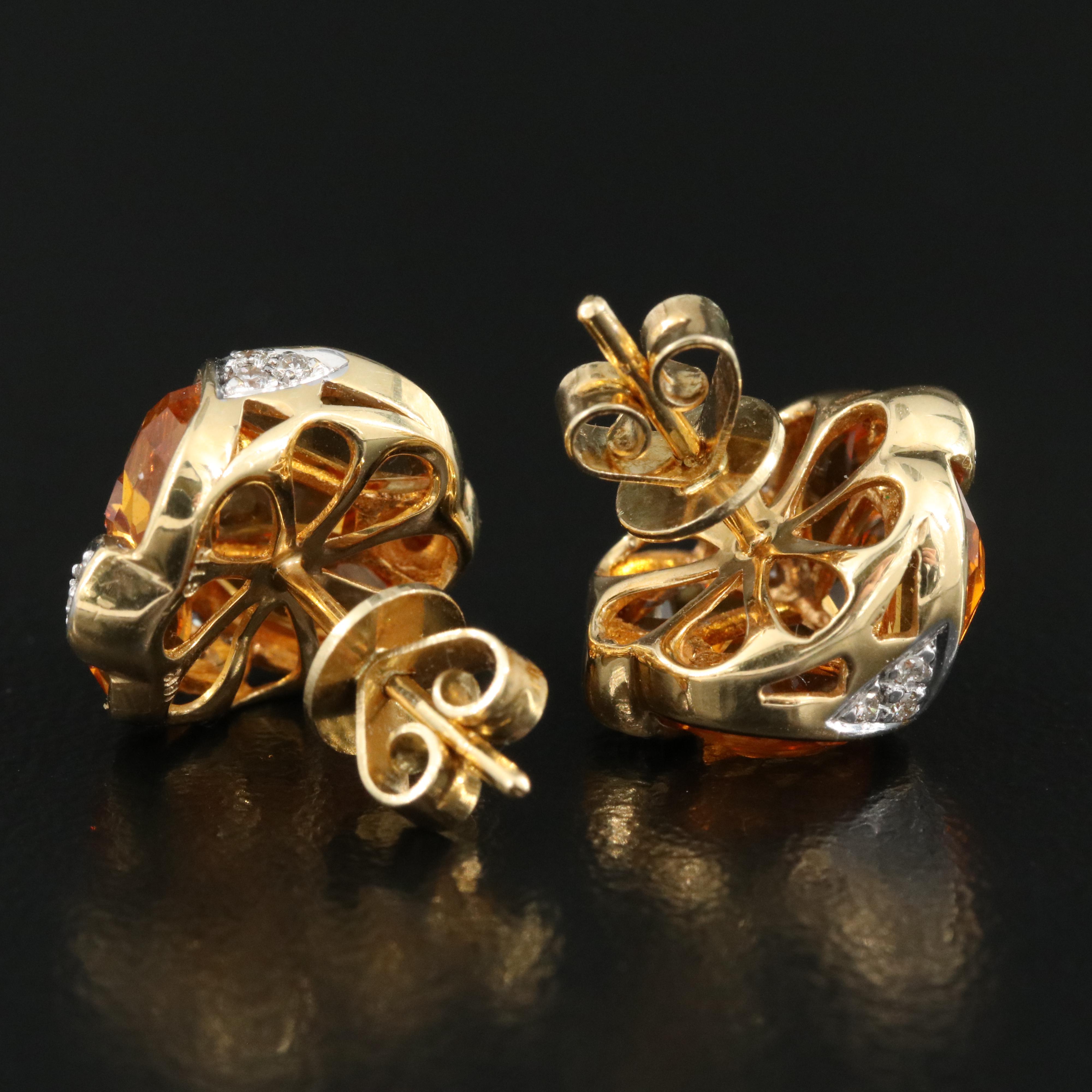 18K Citrine and Diamond Earrings