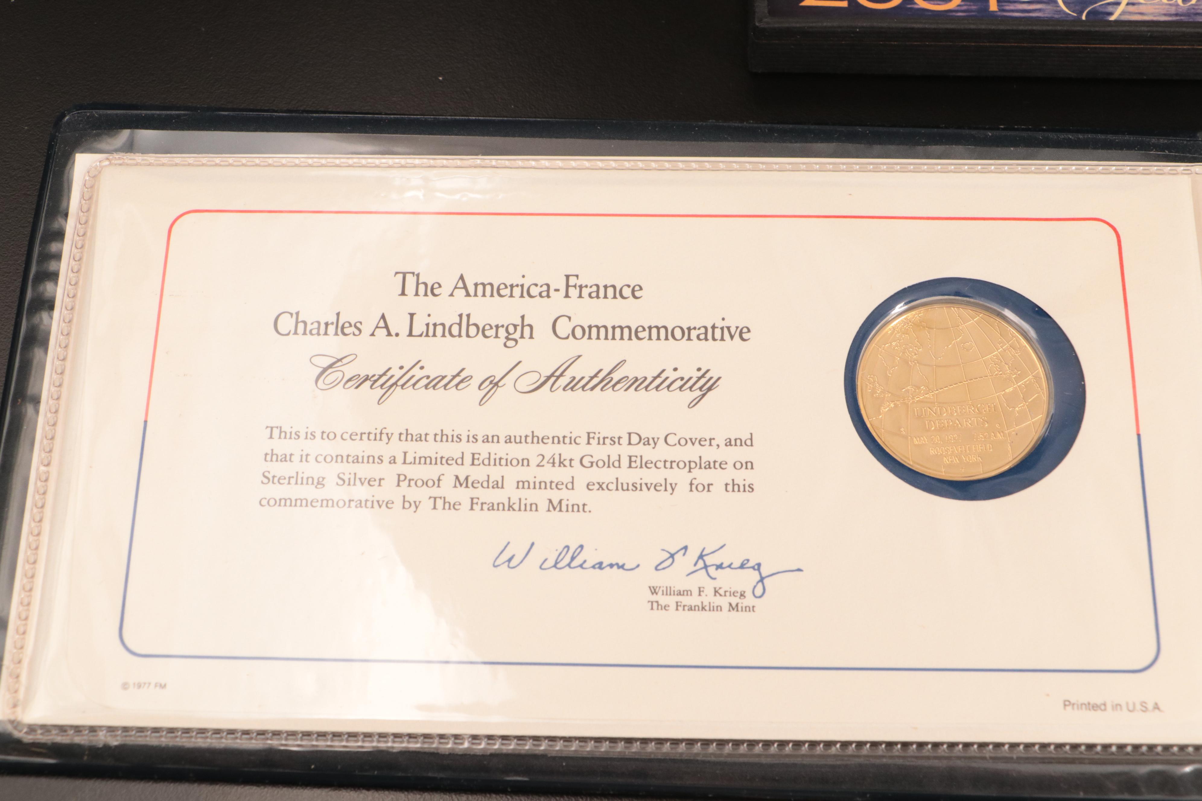 2001 Type Coin Set, Franklin Mint Membership Silver Tokens, and First Day Cover