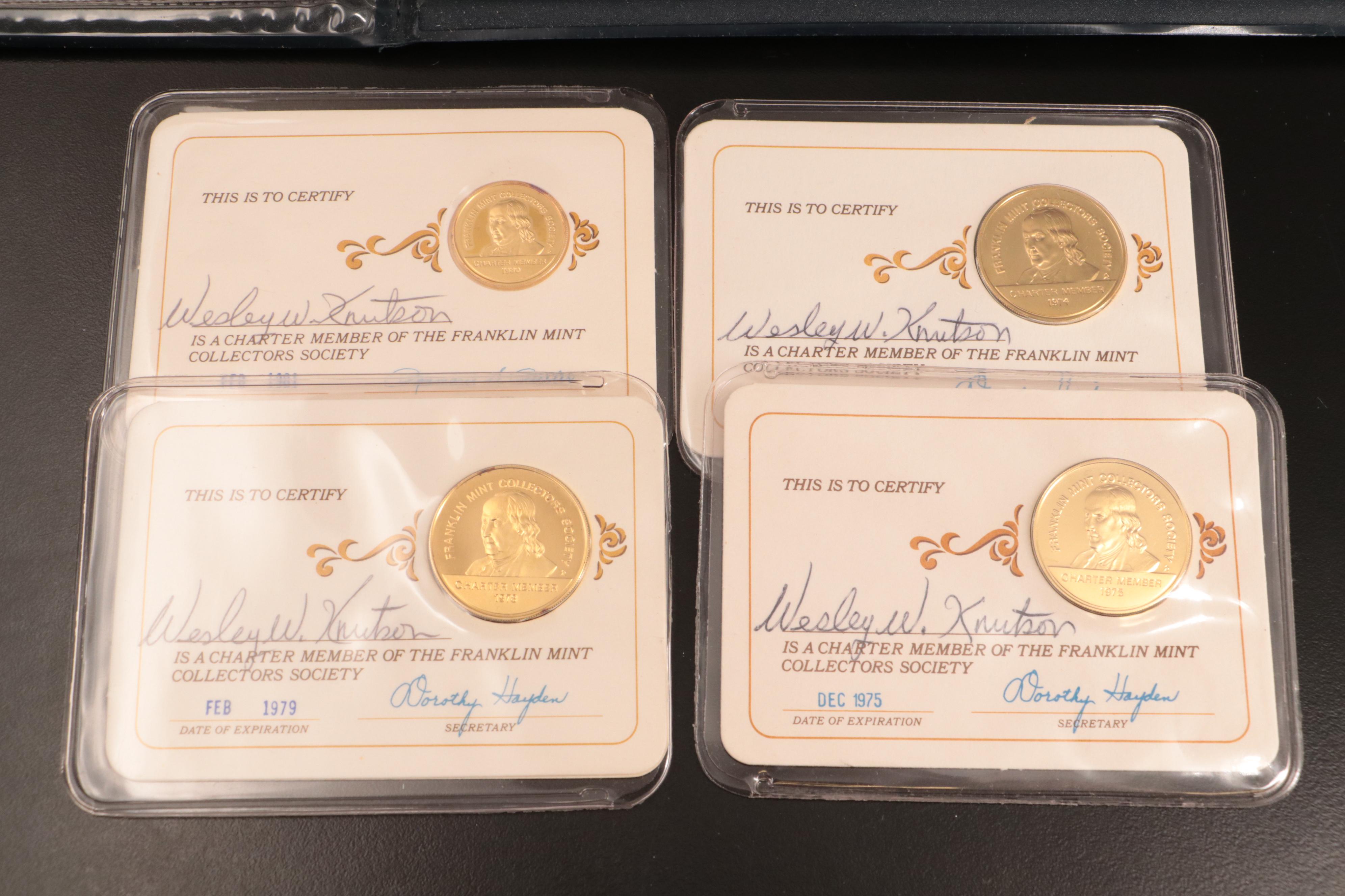 2001 Type Coin Set, Franklin Mint Membership Silver Tokens, and First Day Cover