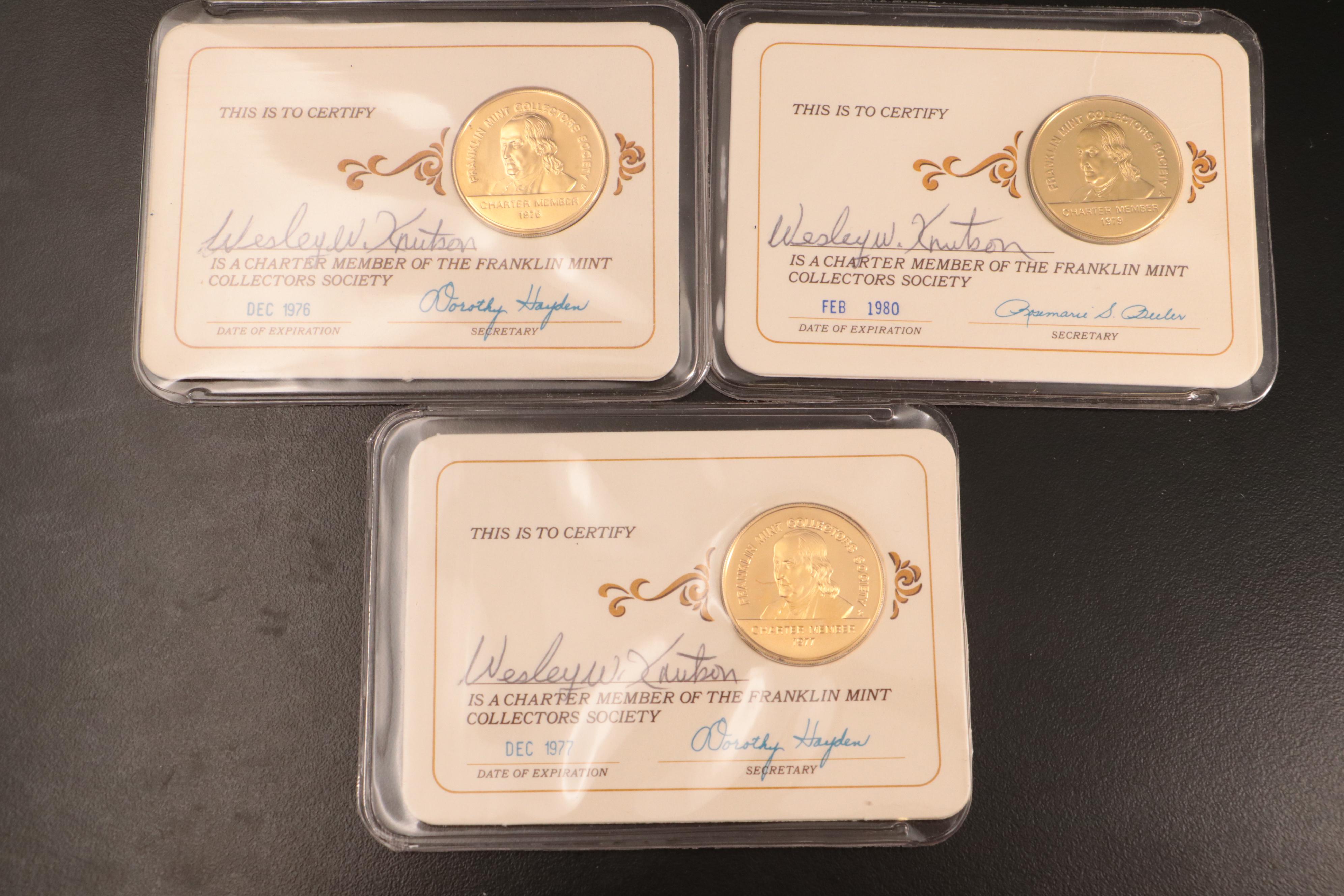 2001 Type Coin Set, Franklin Mint Membership Silver Tokens, and First Day Cover