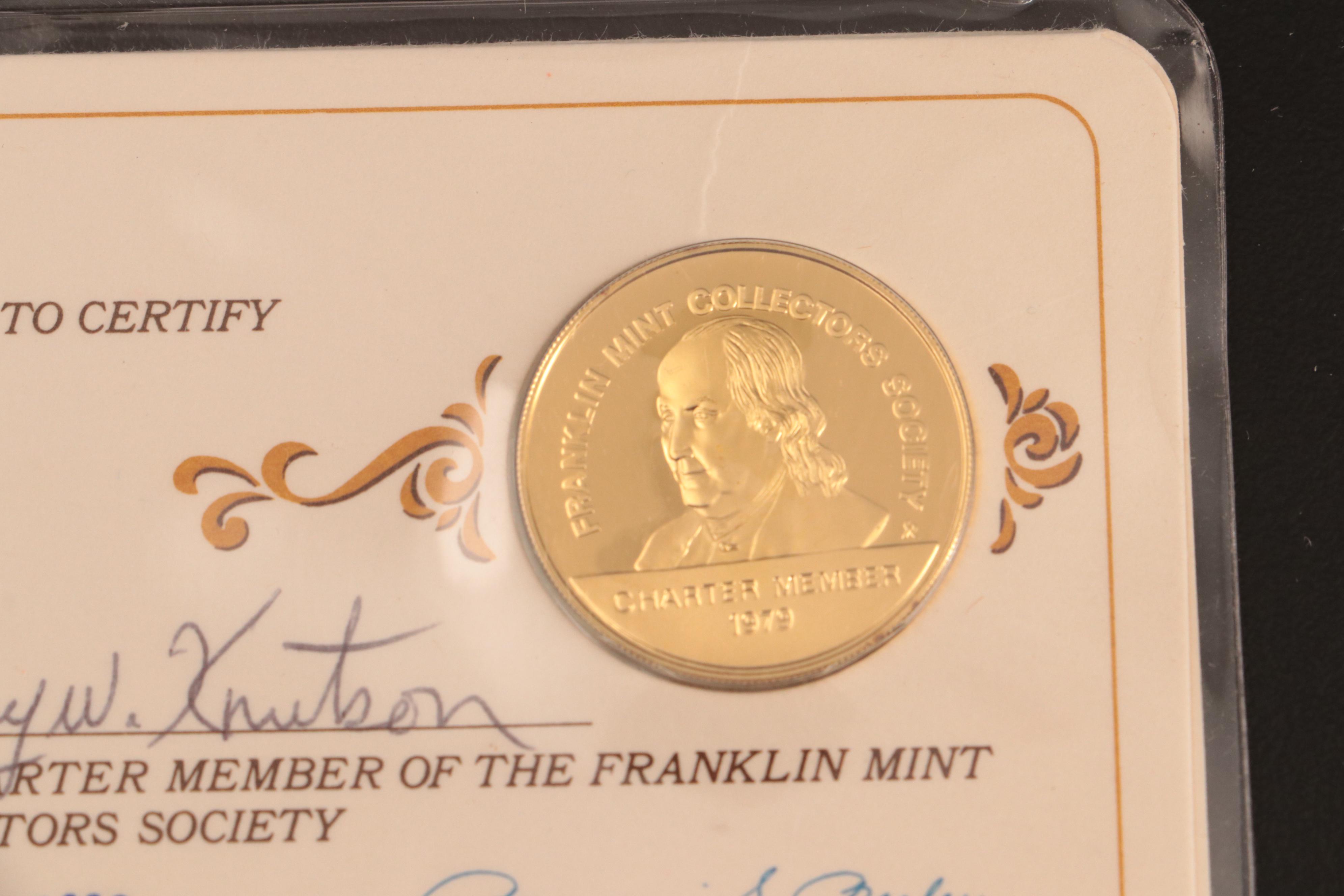 2001 Type Coin Set, Franklin Mint Membership Silver Tokens, and First Day Cover