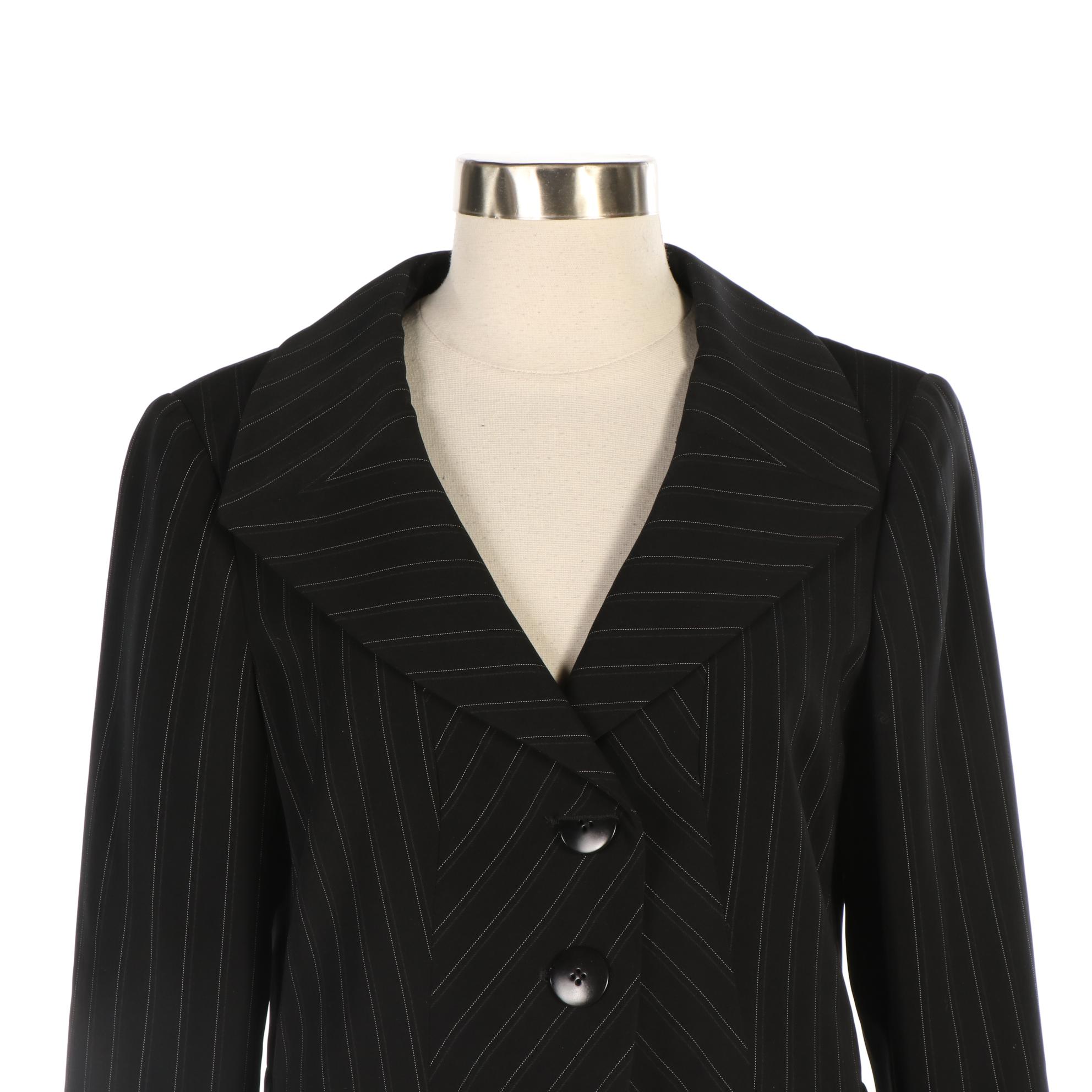 Armani Collezioni Pinstripe Peplum Jacket with Sleeveless Top and Skirt