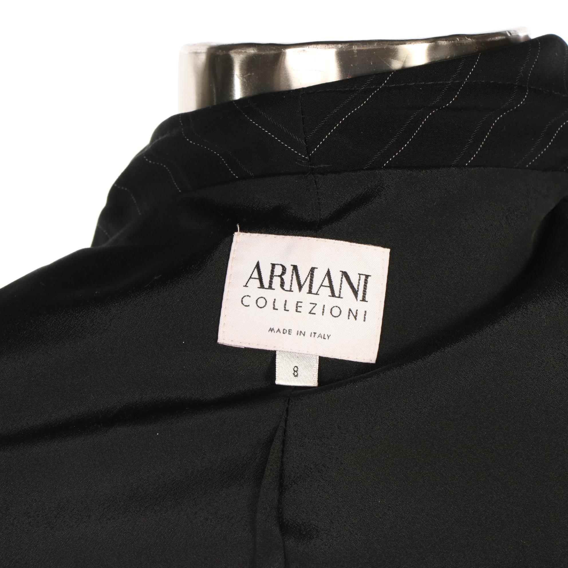Armani Collezioni Pinstripe Peplum Jacket with Sleeveless Top and Skirt