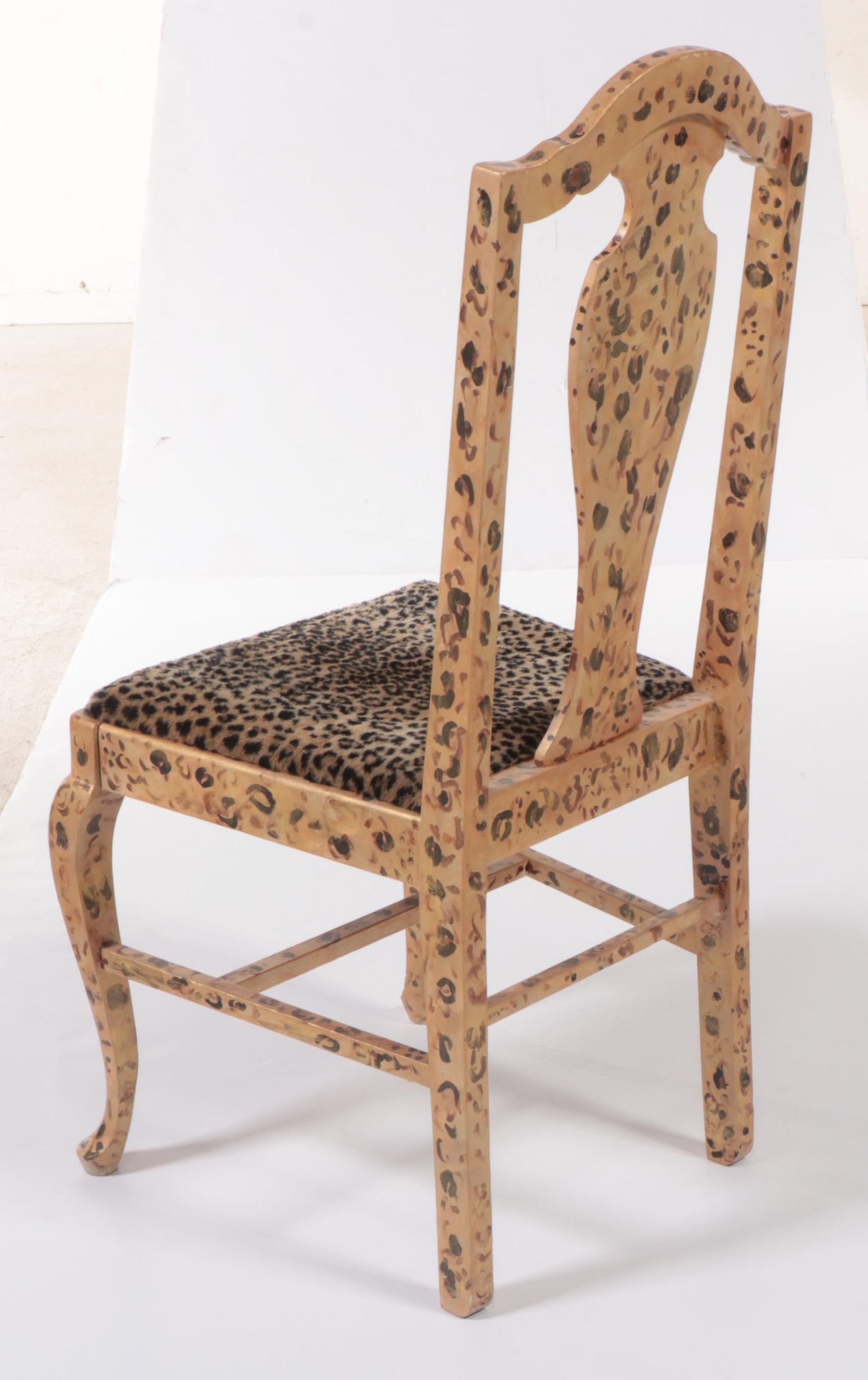 Hand-Painted Oak "Tiger" Chair, signed "MJ Mastruserio"
