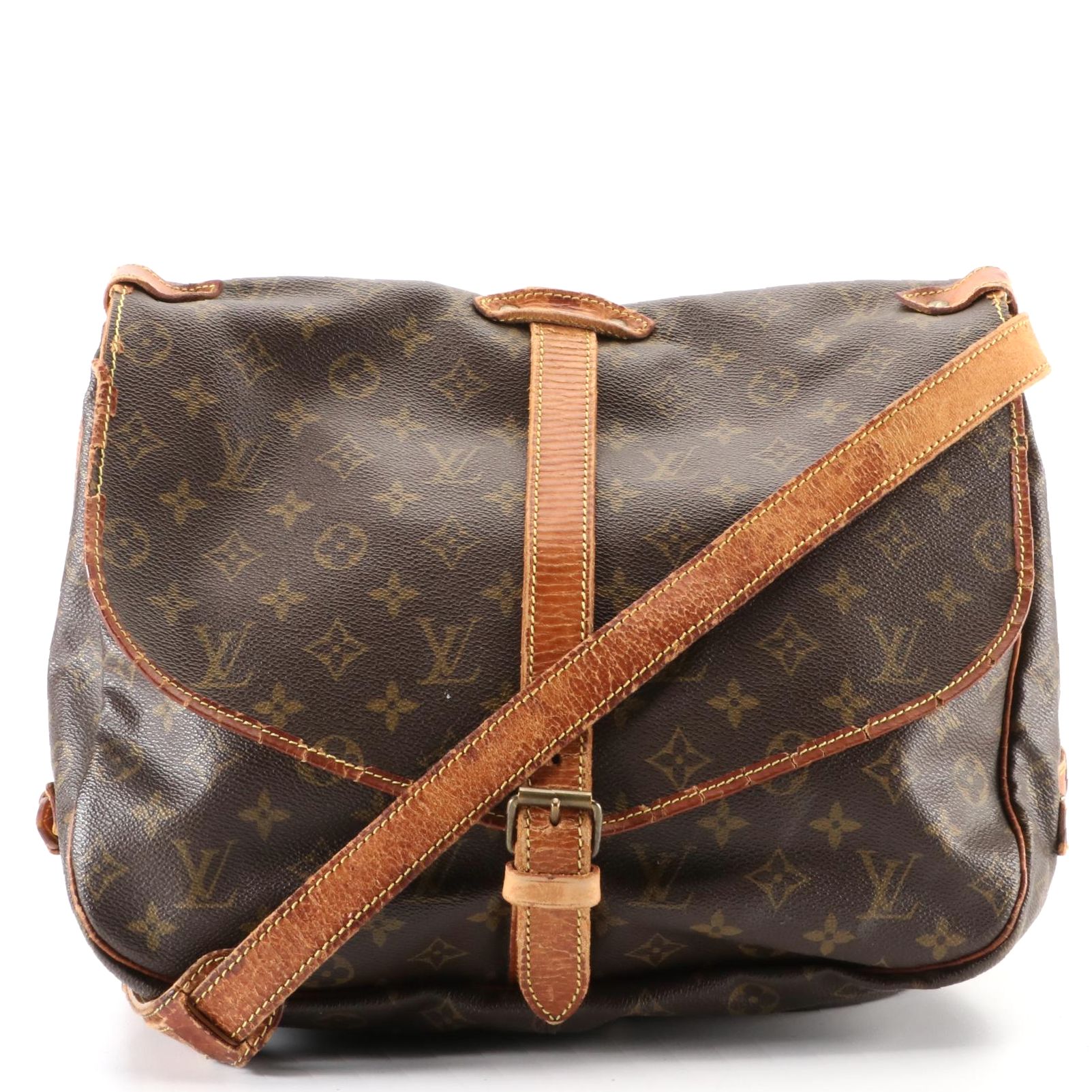 Louis Vuitton Saumur 35 Messenger Bag in Monogram Canvas and Vachetta Leather