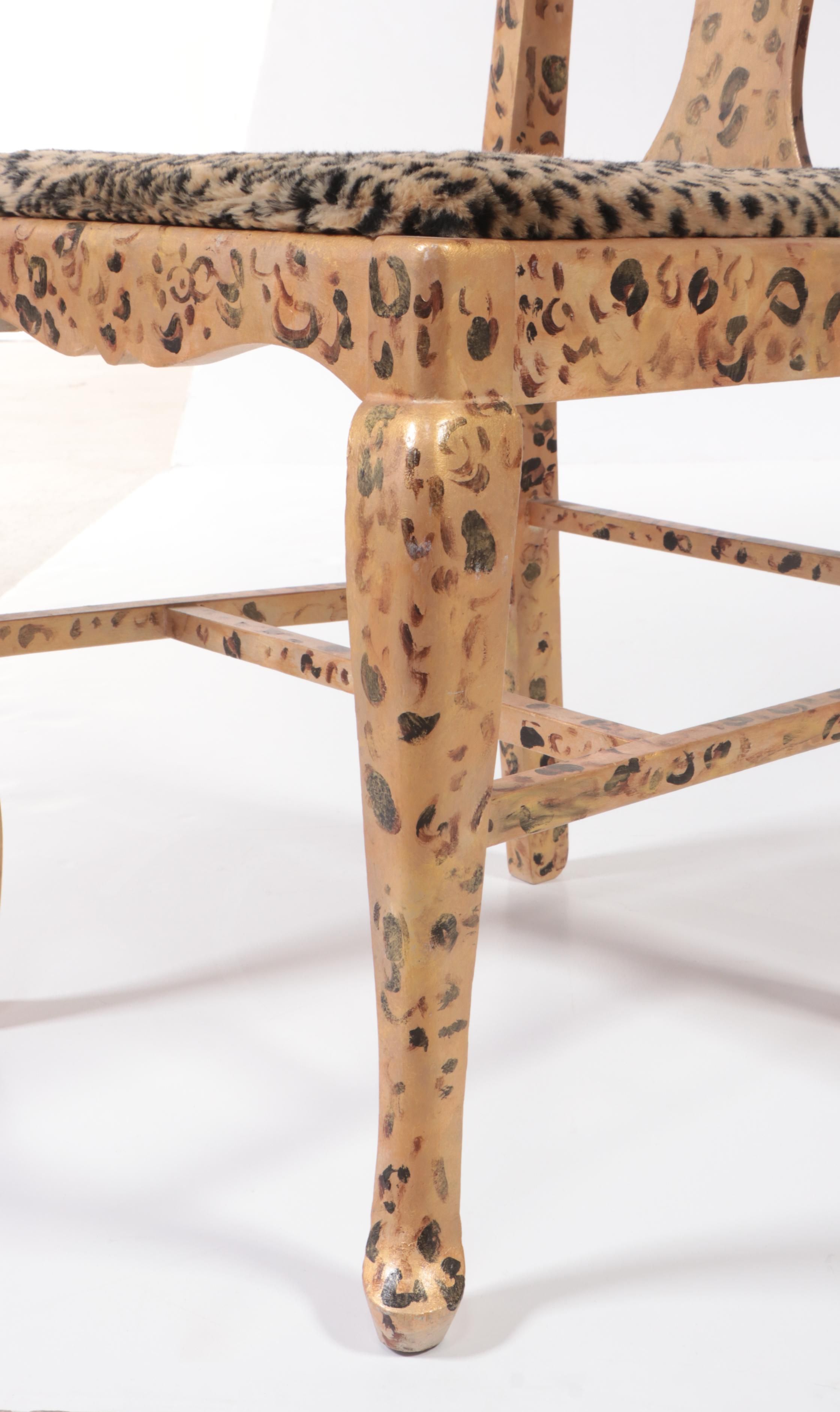 Hand-Painted Oak "Tiger" Chair, signed "MJ Mastruserio"