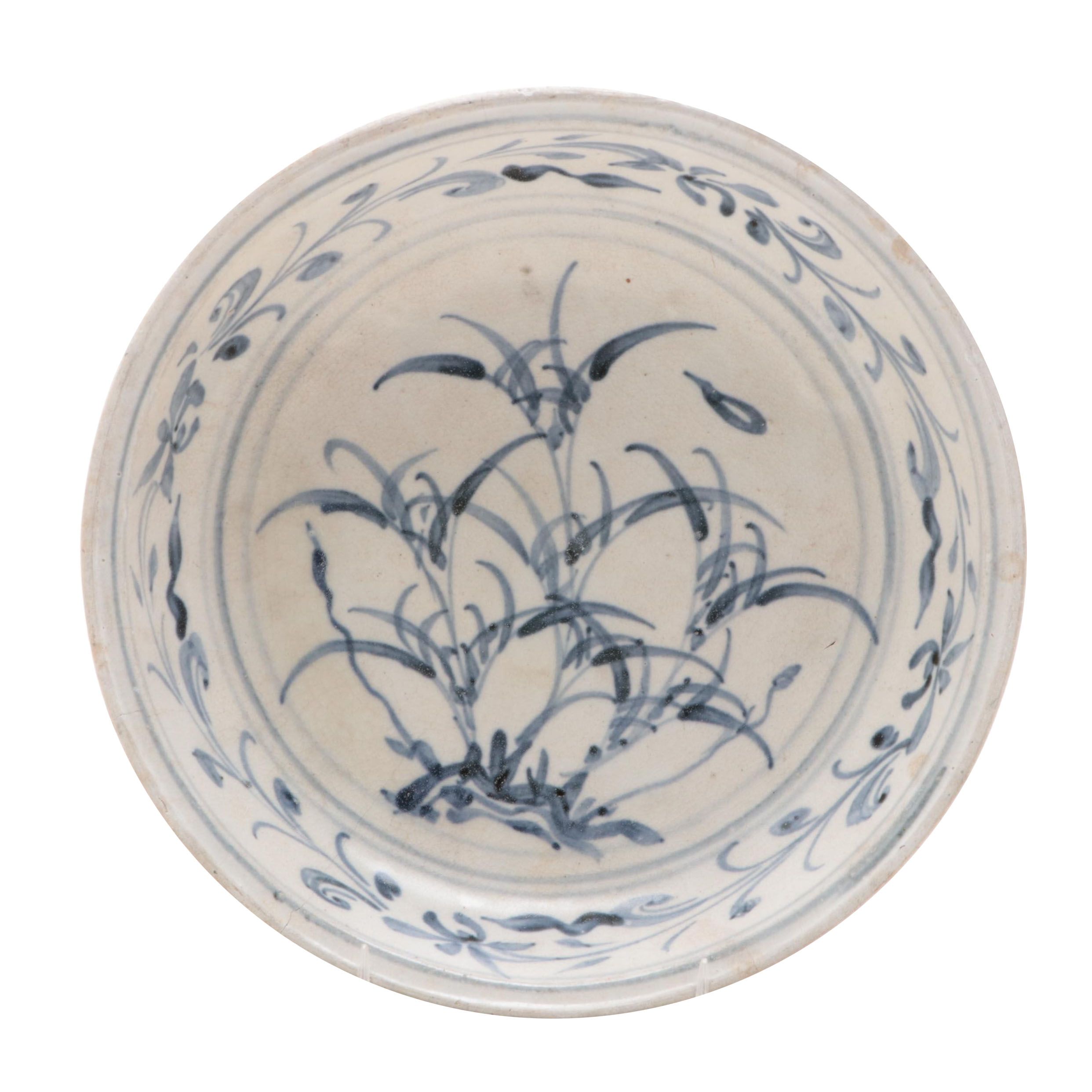 Marine Recovered Anamese Blue and White Ceramic Bowl