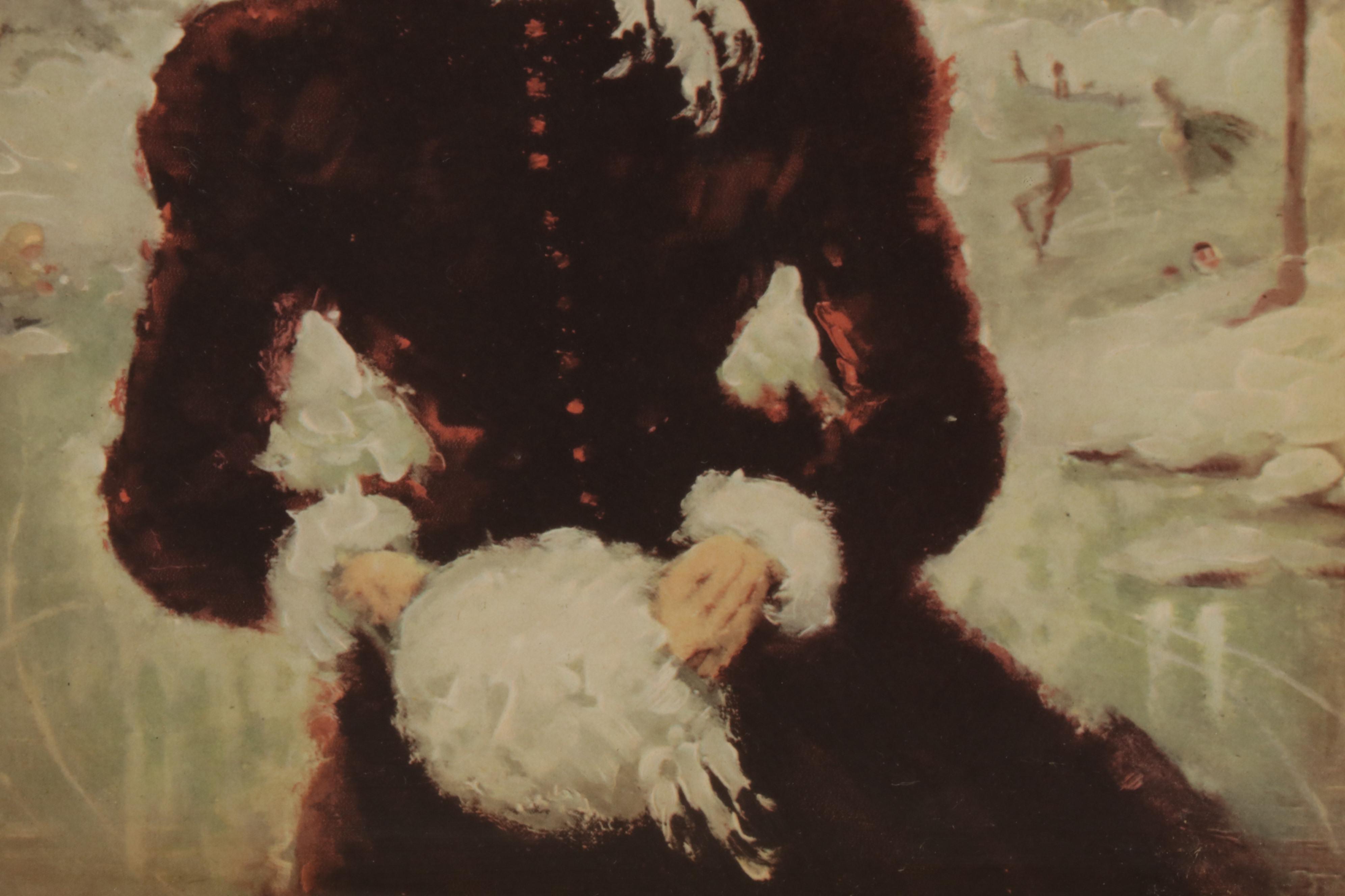 Young Women Offset Lithographs After Florence Kroger in Illuminated Frames