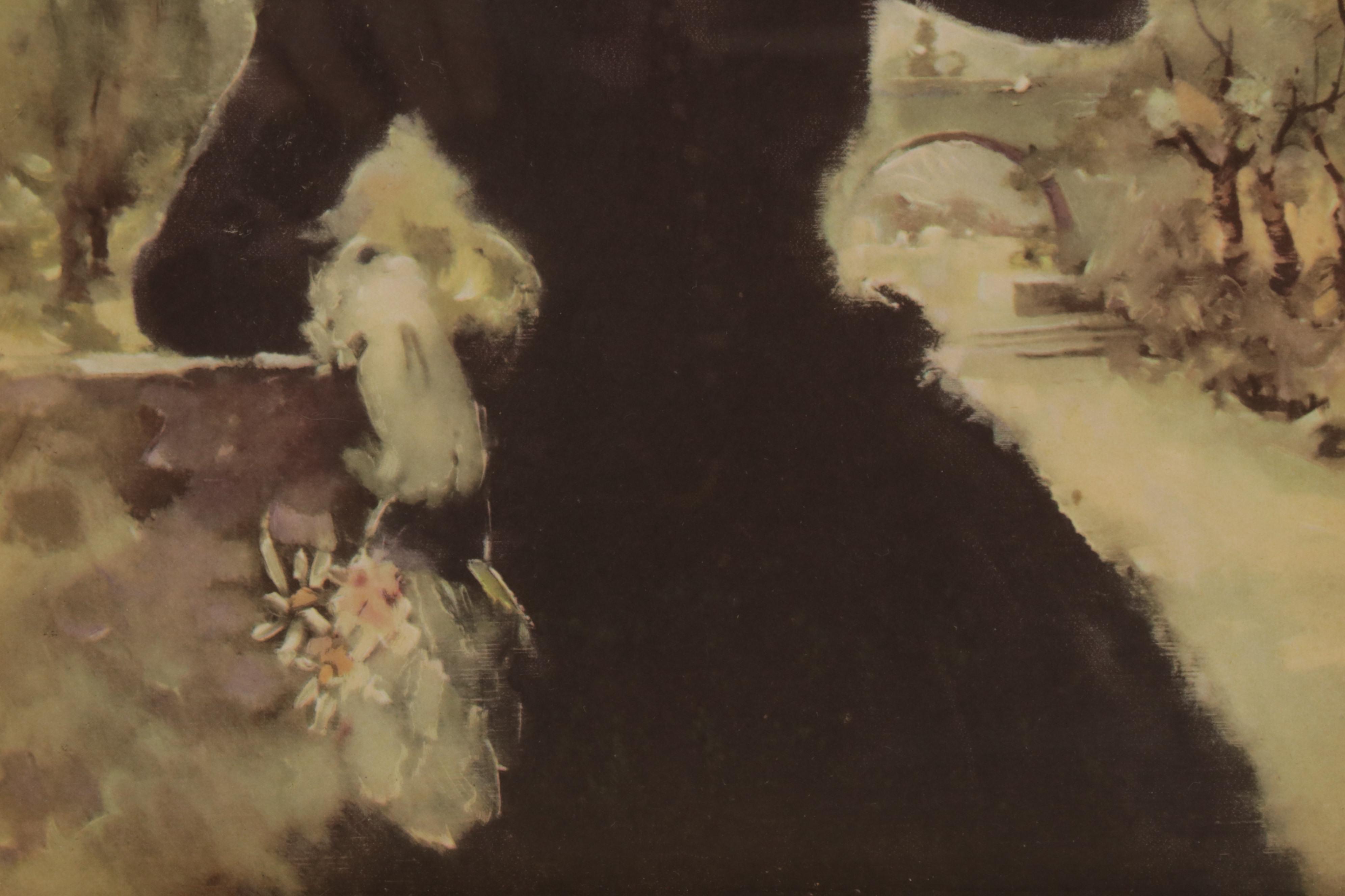 Young Women Offset Lithographs After Florence Kroger in Illuminated Frames