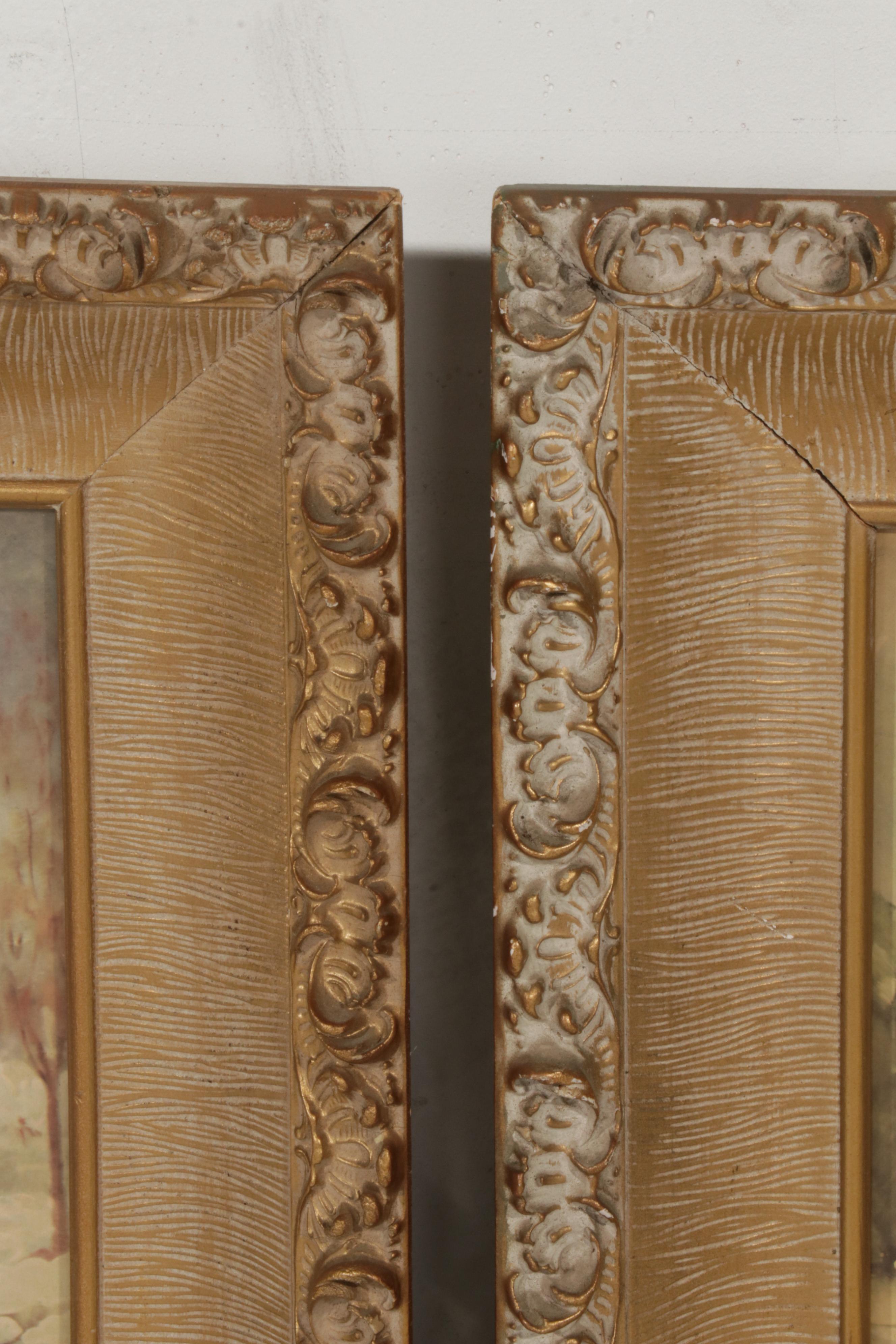 Young Women Offset Lithographs After Florence Kroger in Illuminated Frames