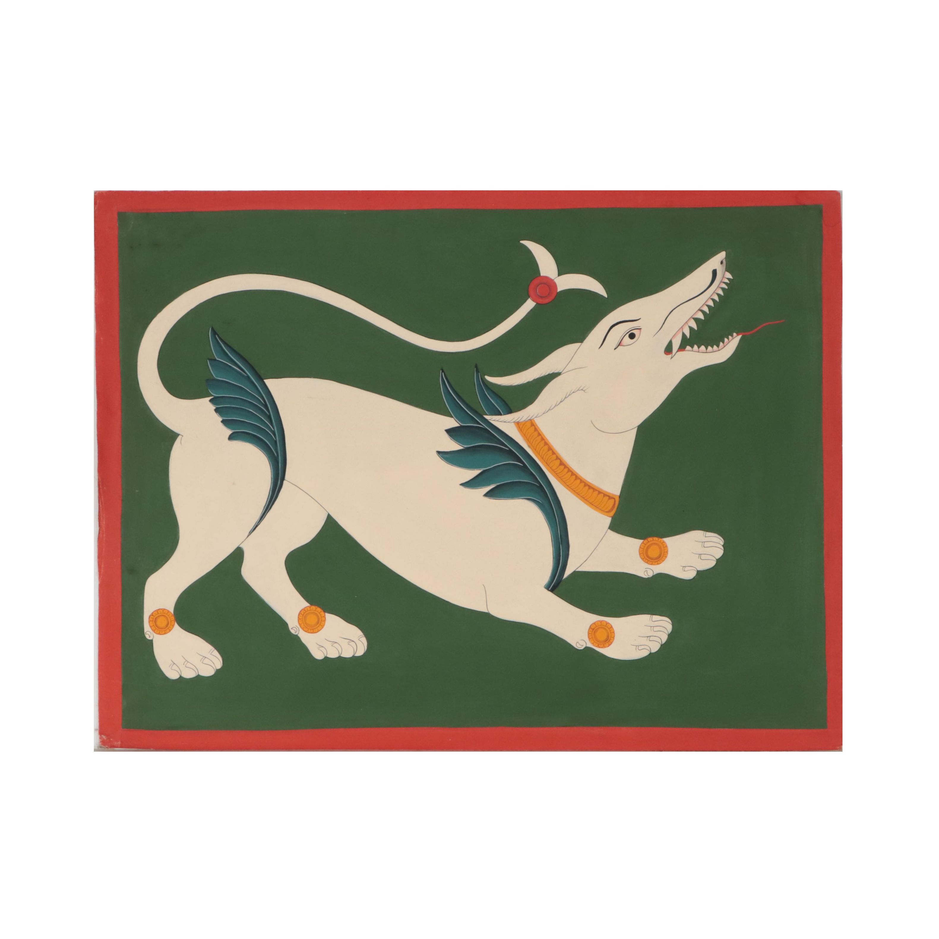 Indian School Gouache Painting of Dog