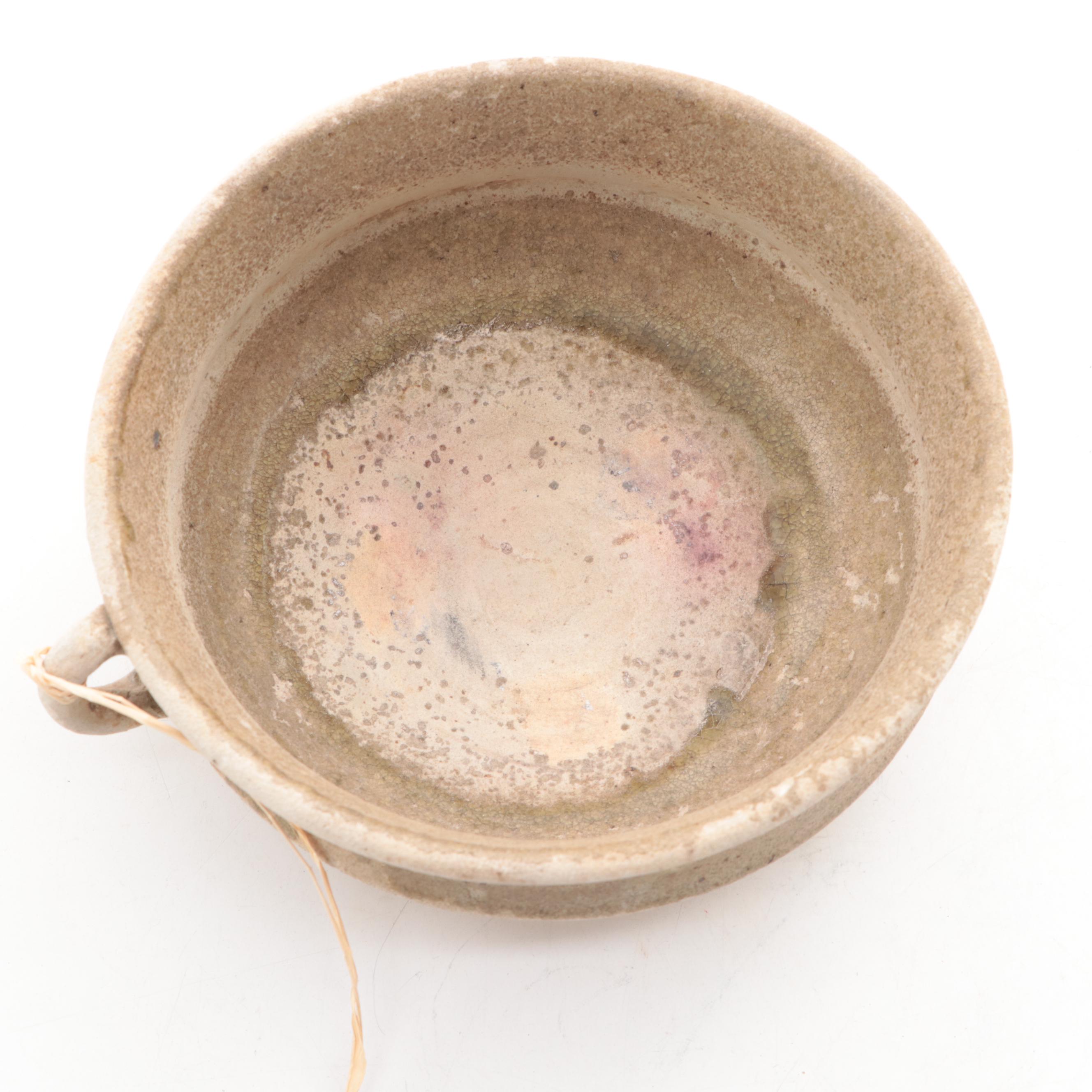 North Vietnamese Red River Valley Han-Viet Period Terracotta Handled Bowl