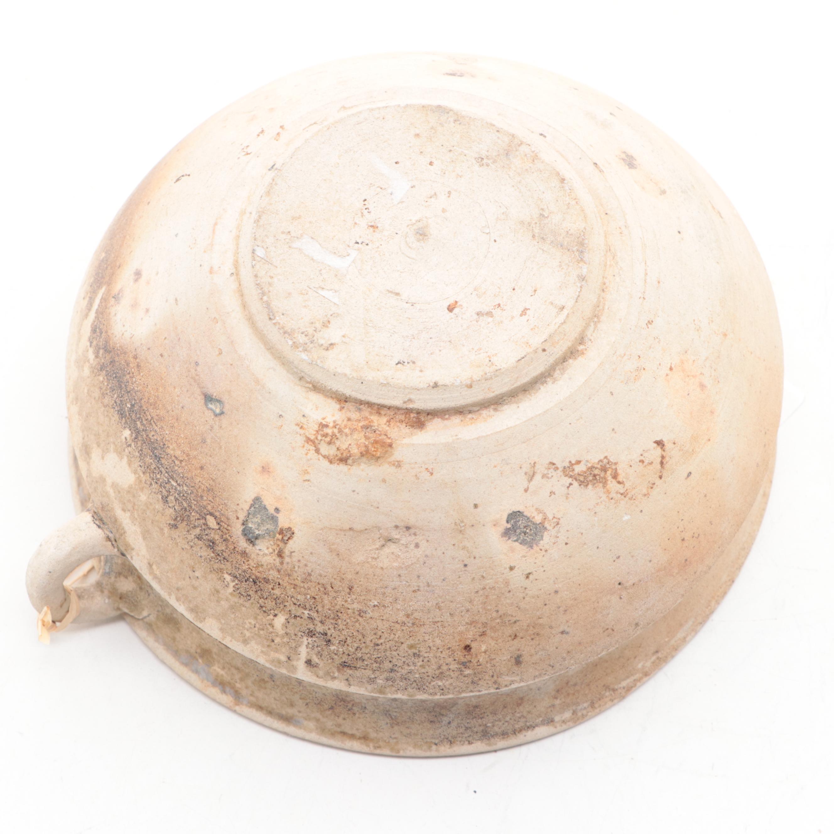 North Vietnamese Red River Valley Han-Viet Period Terracotta Handled Bowl