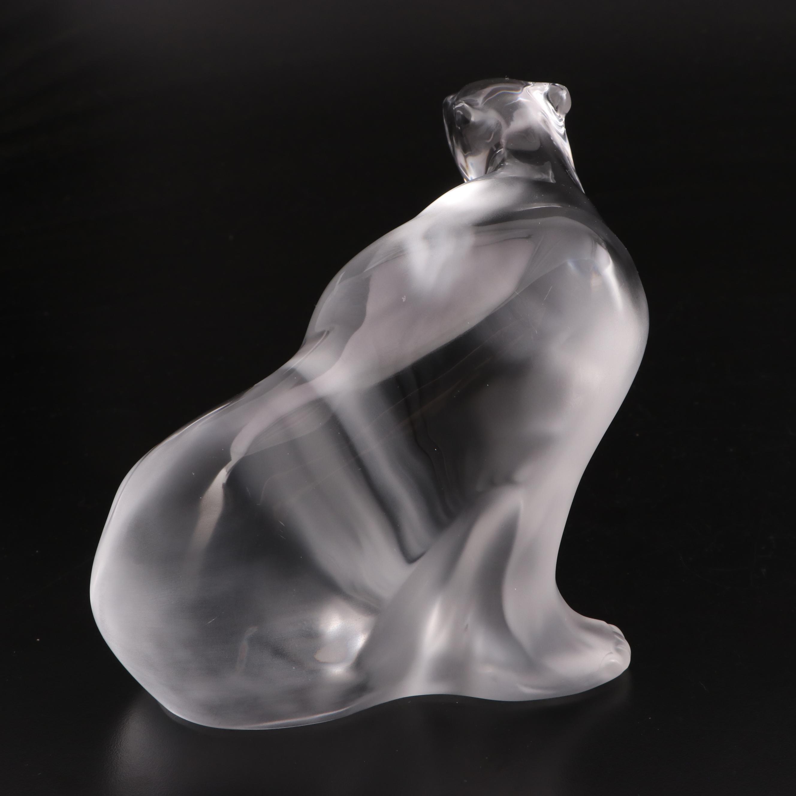 Lalique Frosted Glass Polar Bear Figurine