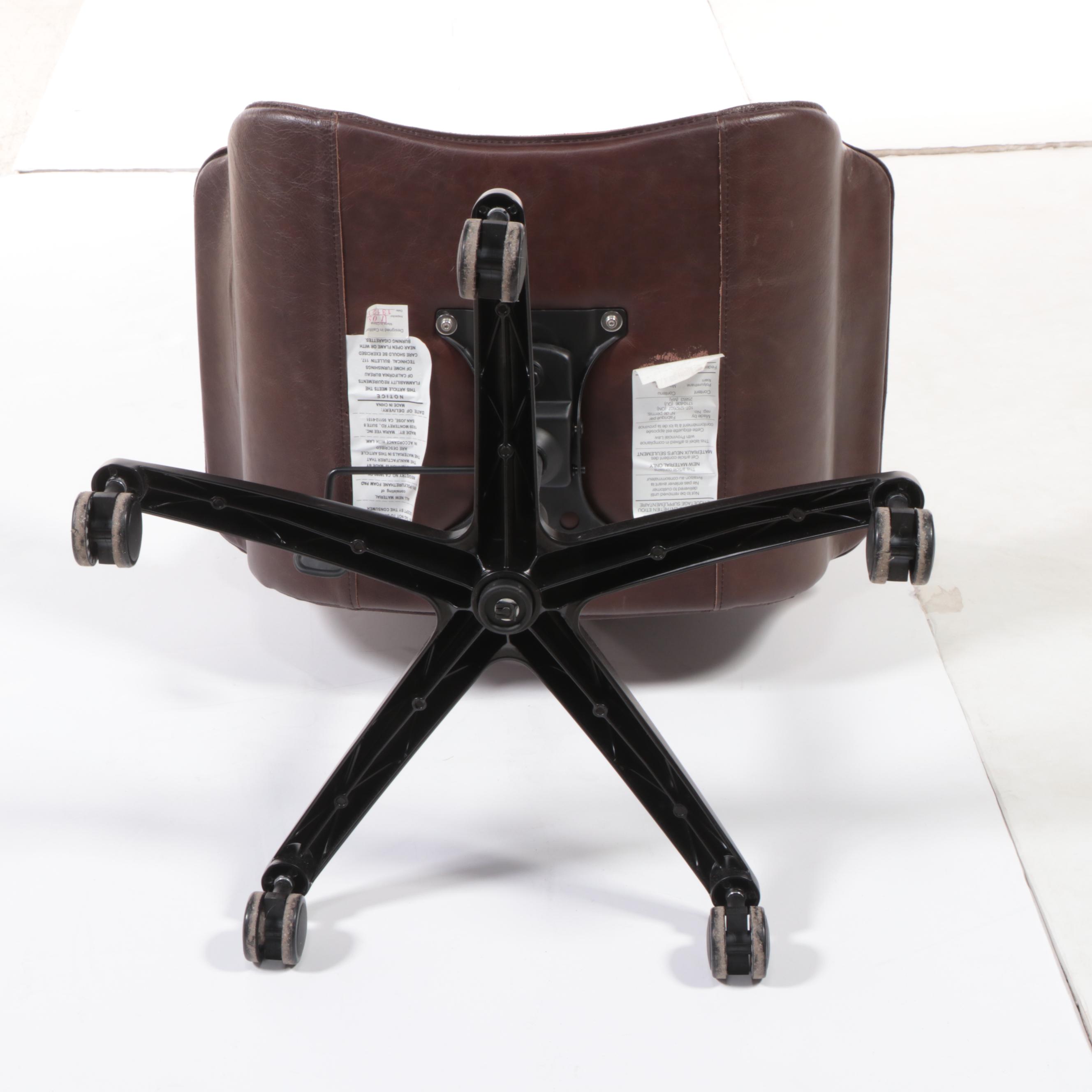 Maria Yee Inc. "Merced" Leather Adjustable-Height Swivel Desk Chair
