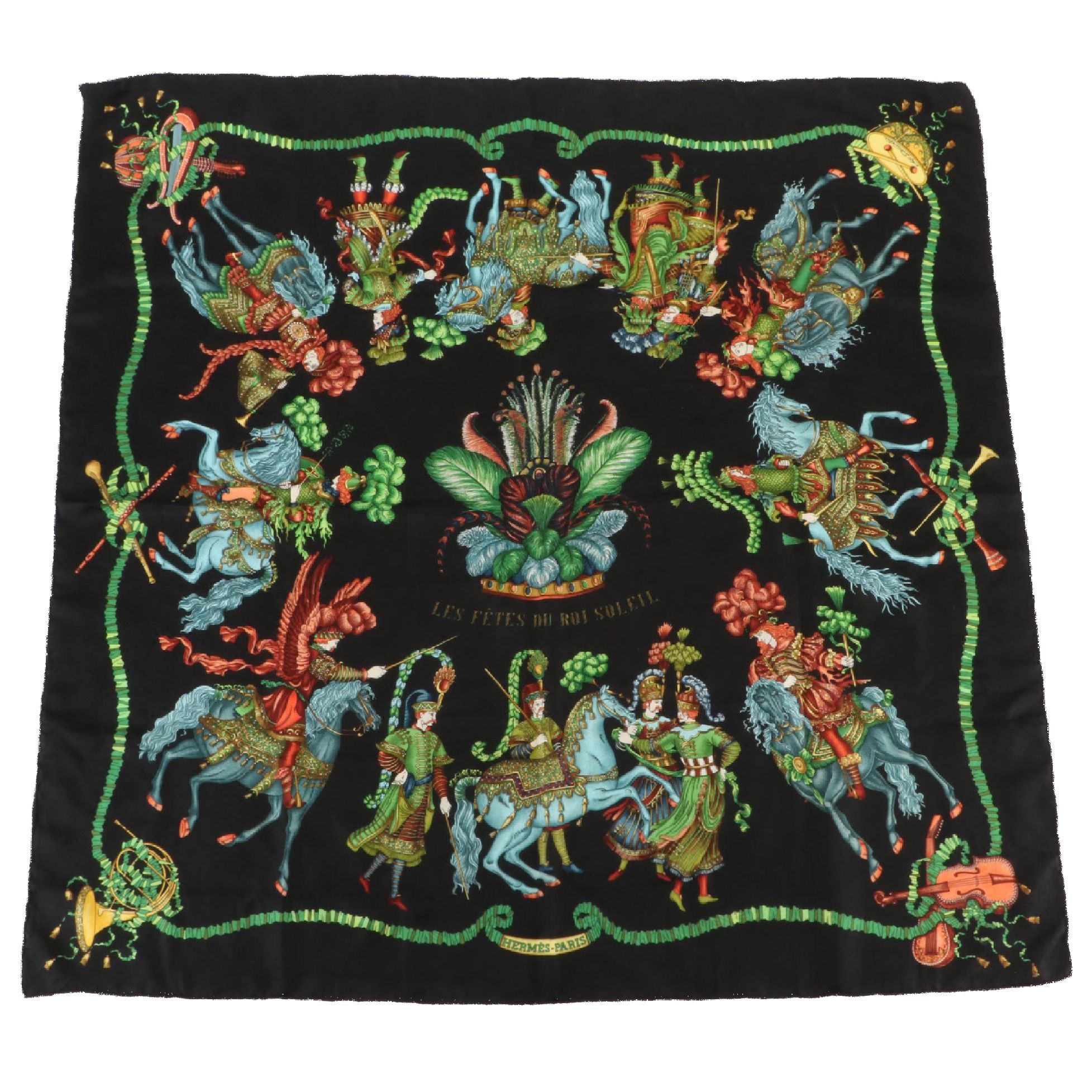 Hermès "Les Fêtes du Roi Soleil" Scarf 90 in Silk Jacquard