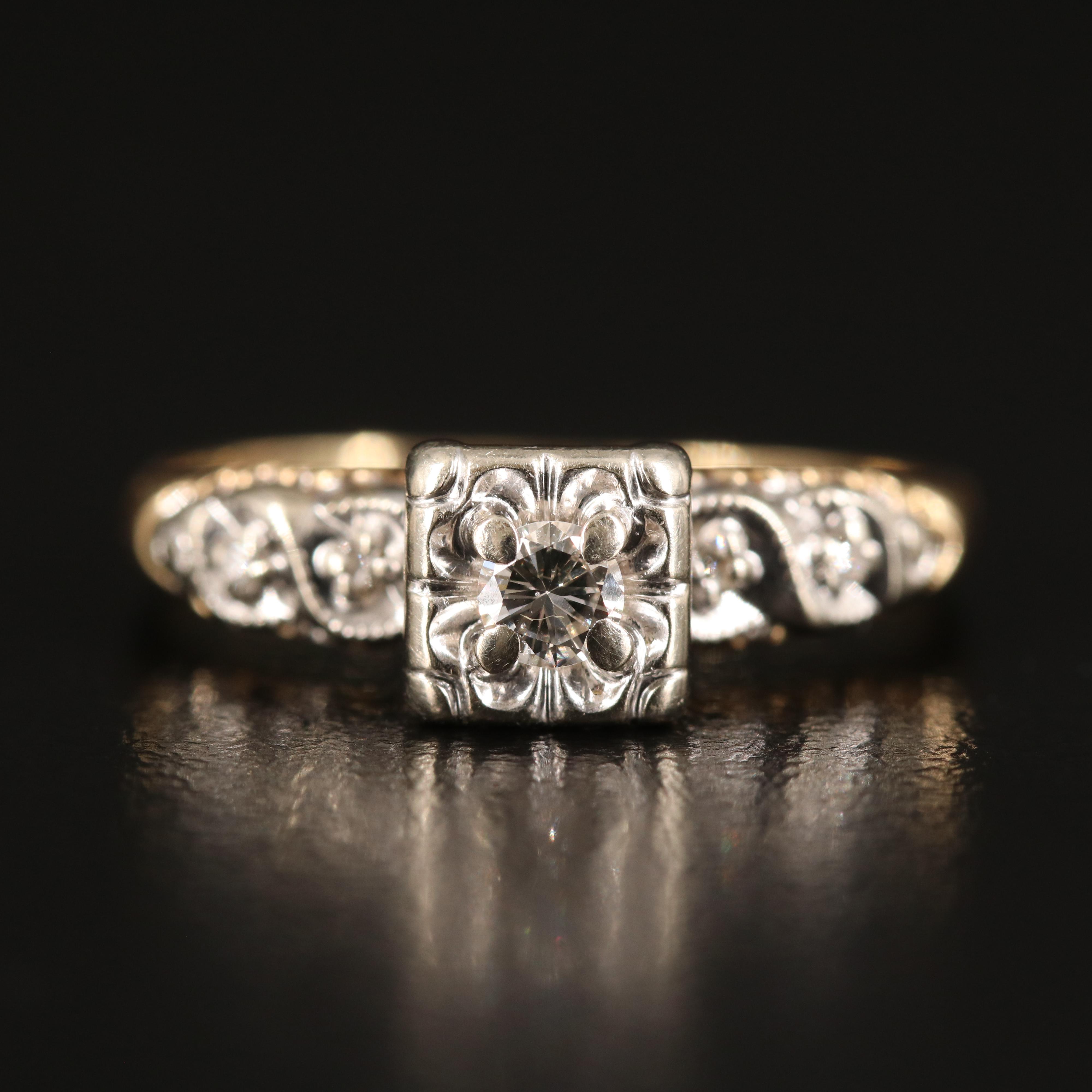 Vintage 14K 0.21 CTW Diamond Ring Set