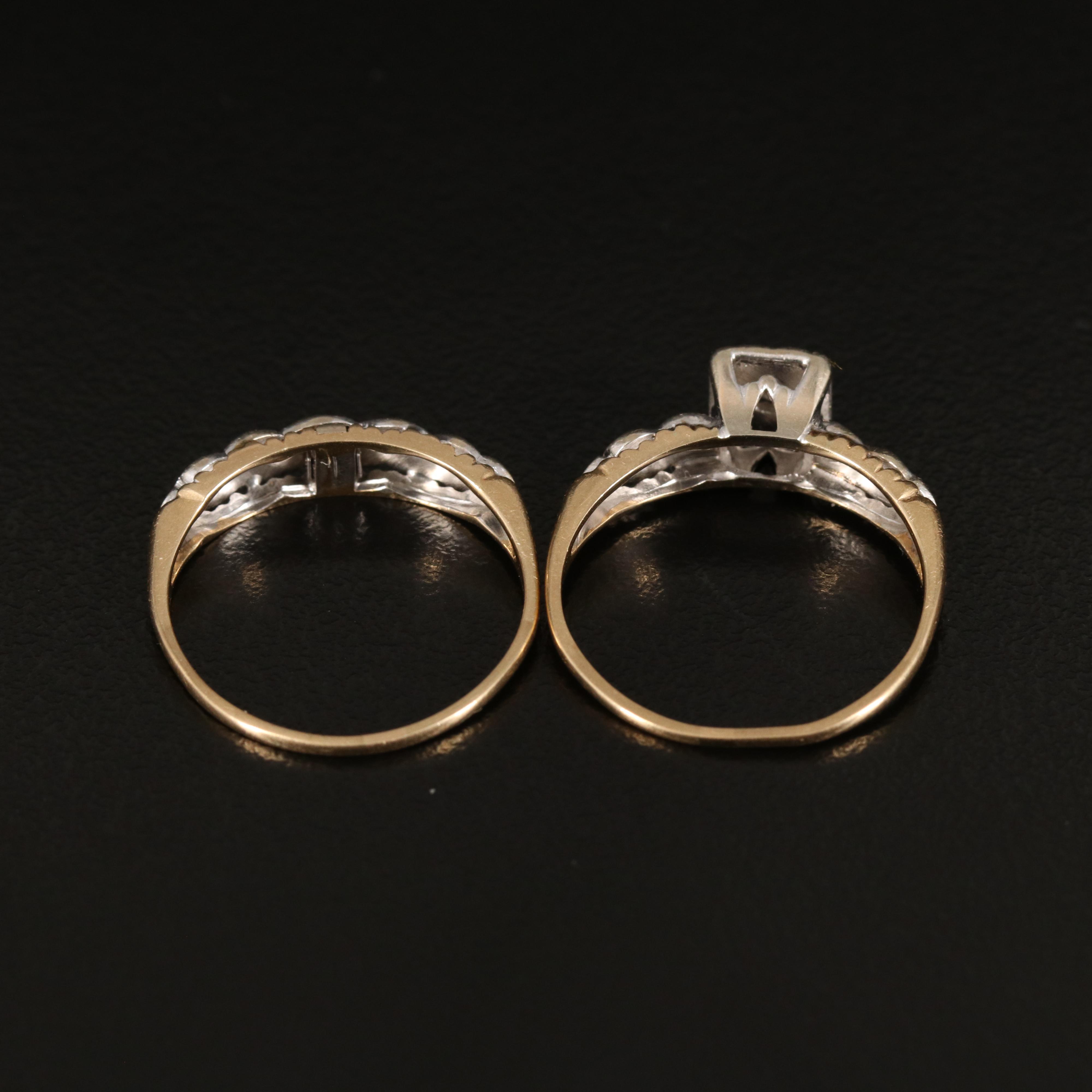 Vintage 14K 0.21 CTW Diamond Ring Set