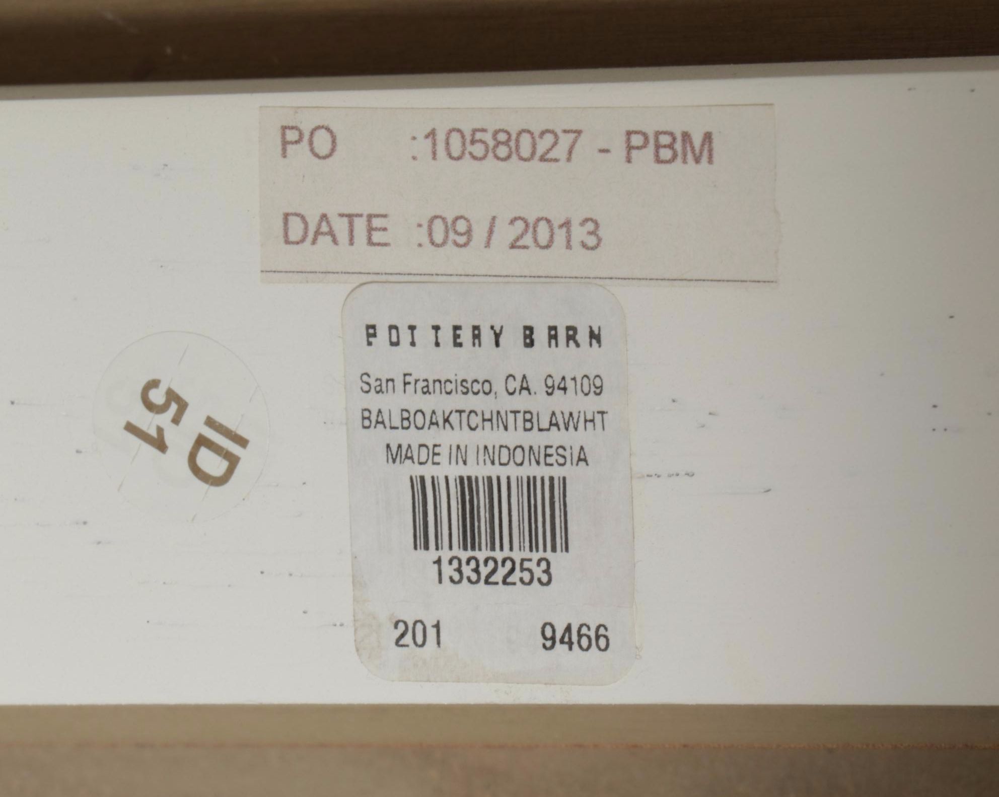 Pottery Barn Kitchen Work Table with Brushed Metal Top, 21st Century