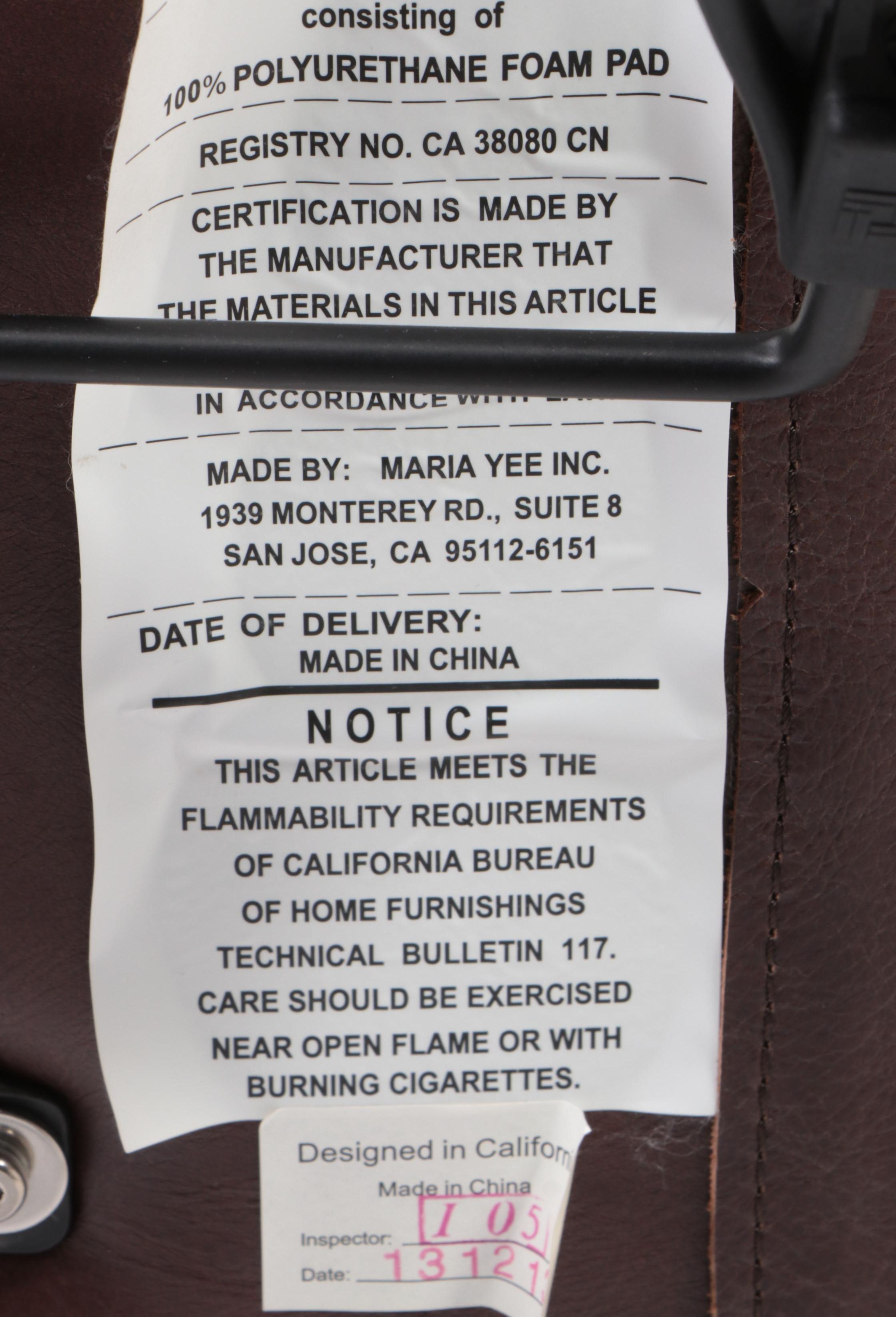 Maria Yee Inc. "Merced" Leather Adjustable-Height Swivel Desk Chair