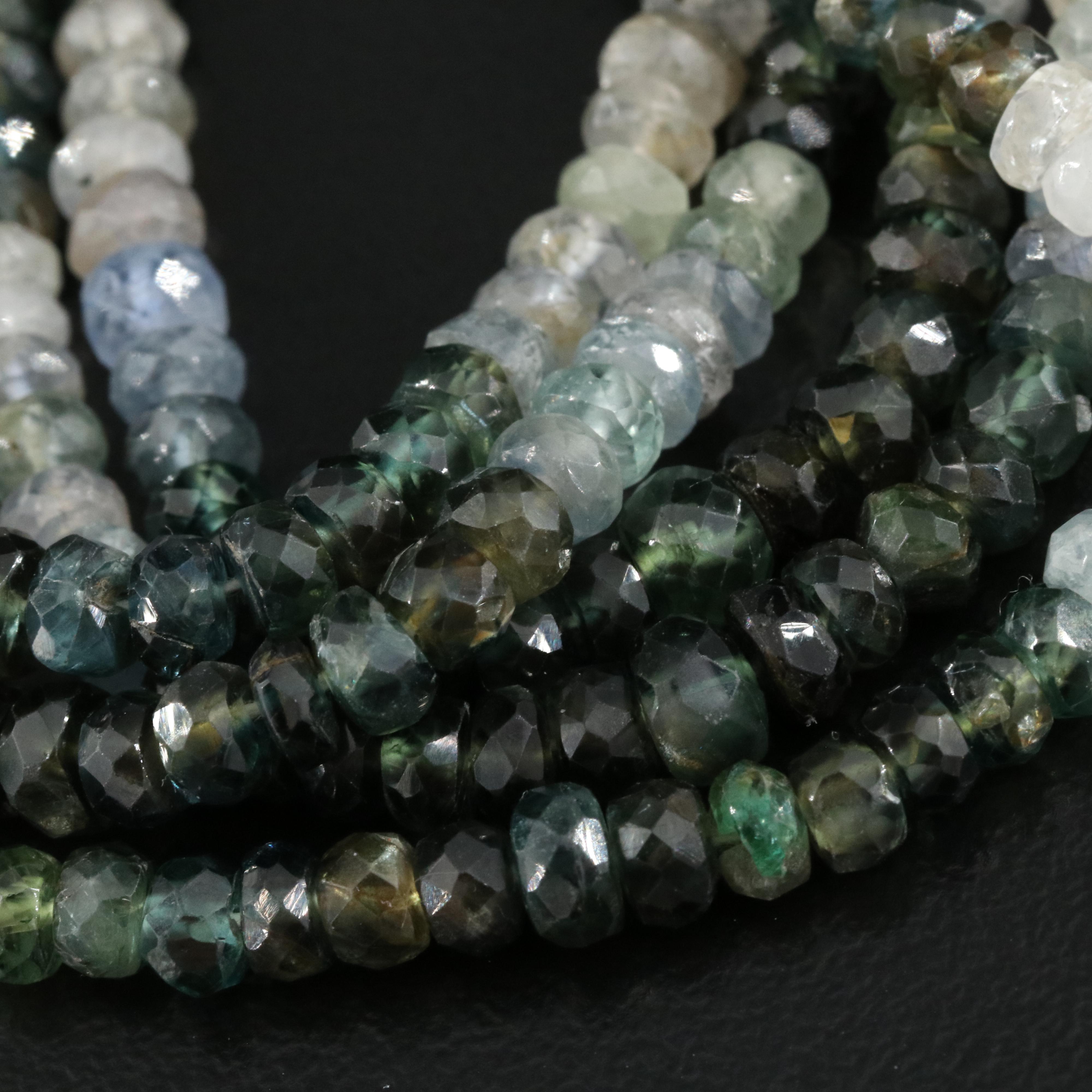Five Strand Sapphire and Emerald Bead Necklace