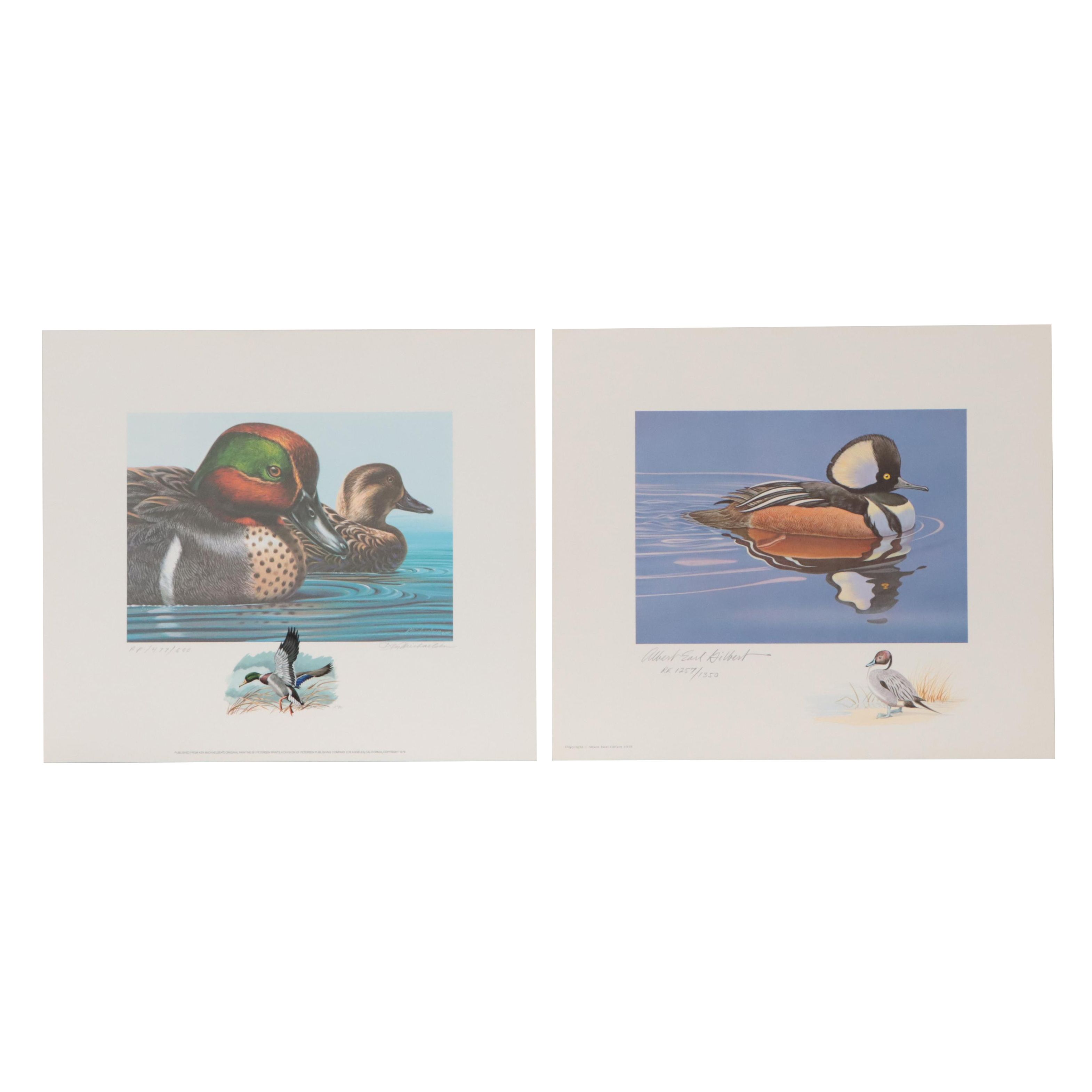 Waterfowl Themed Offset Lithographs With Hand-Painted Remarques