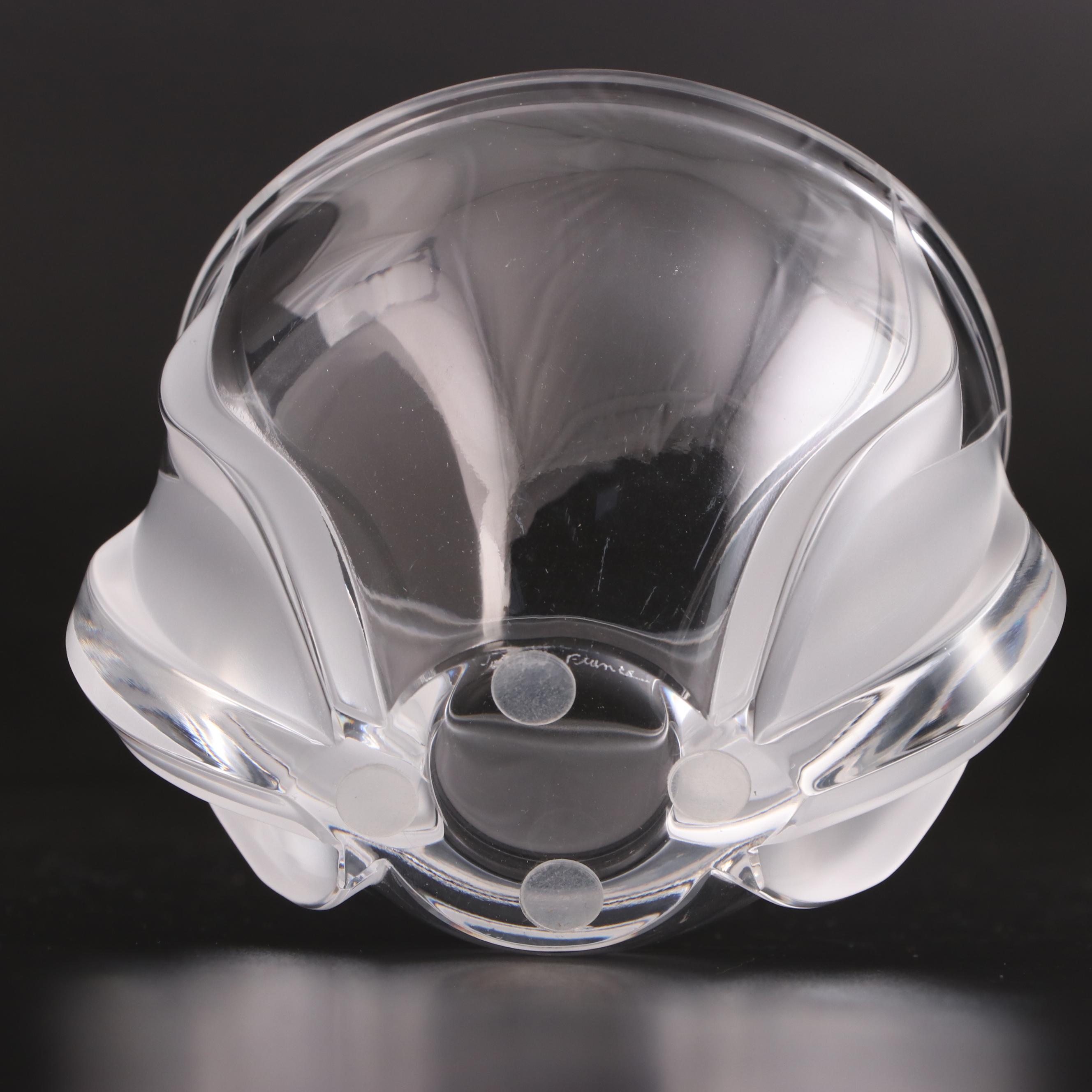 Lalique "Deux Tulipes" Crystal Vase, Late 20th Century