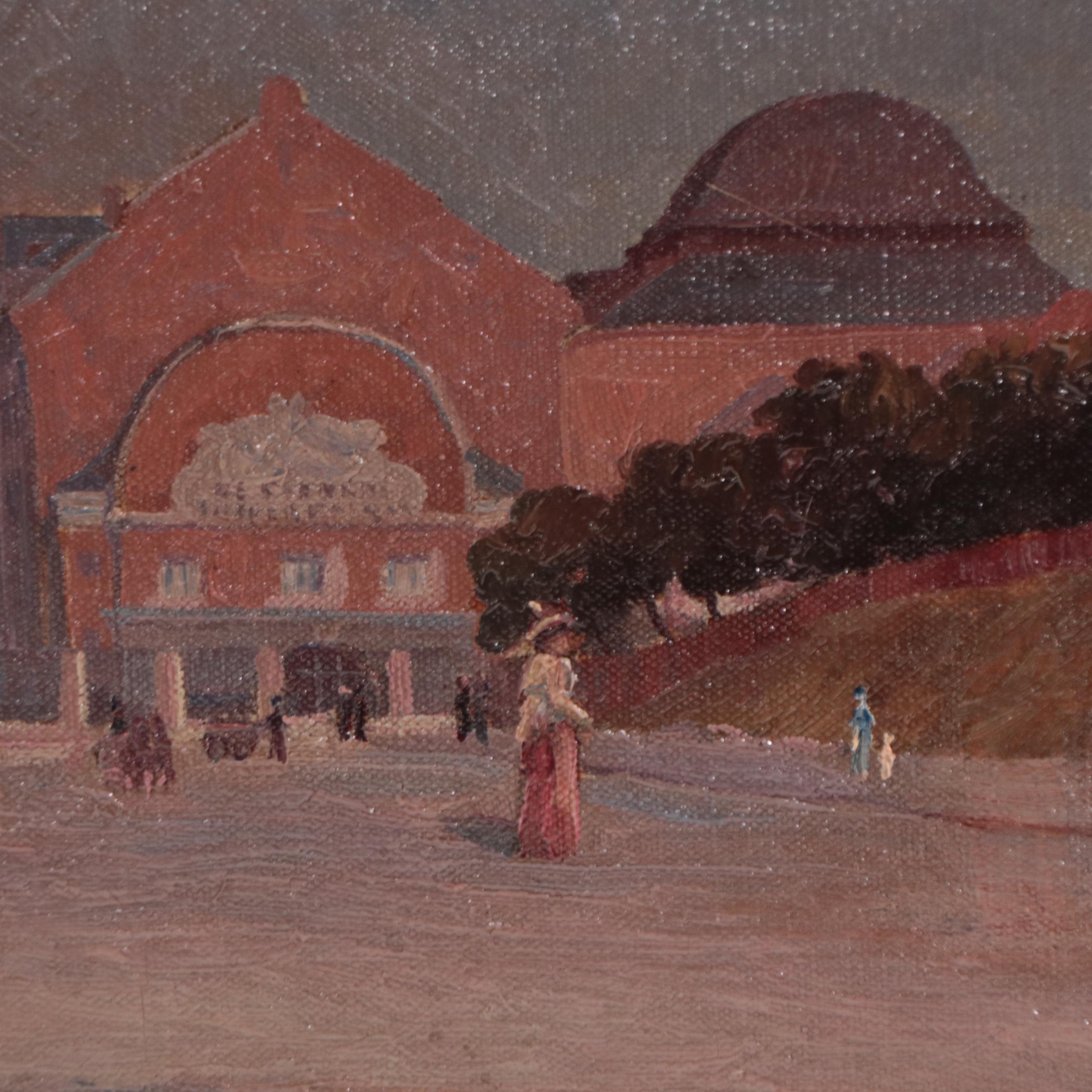 Cityscape Oil Painting Attributed to Valdemar Thomsen, 1914