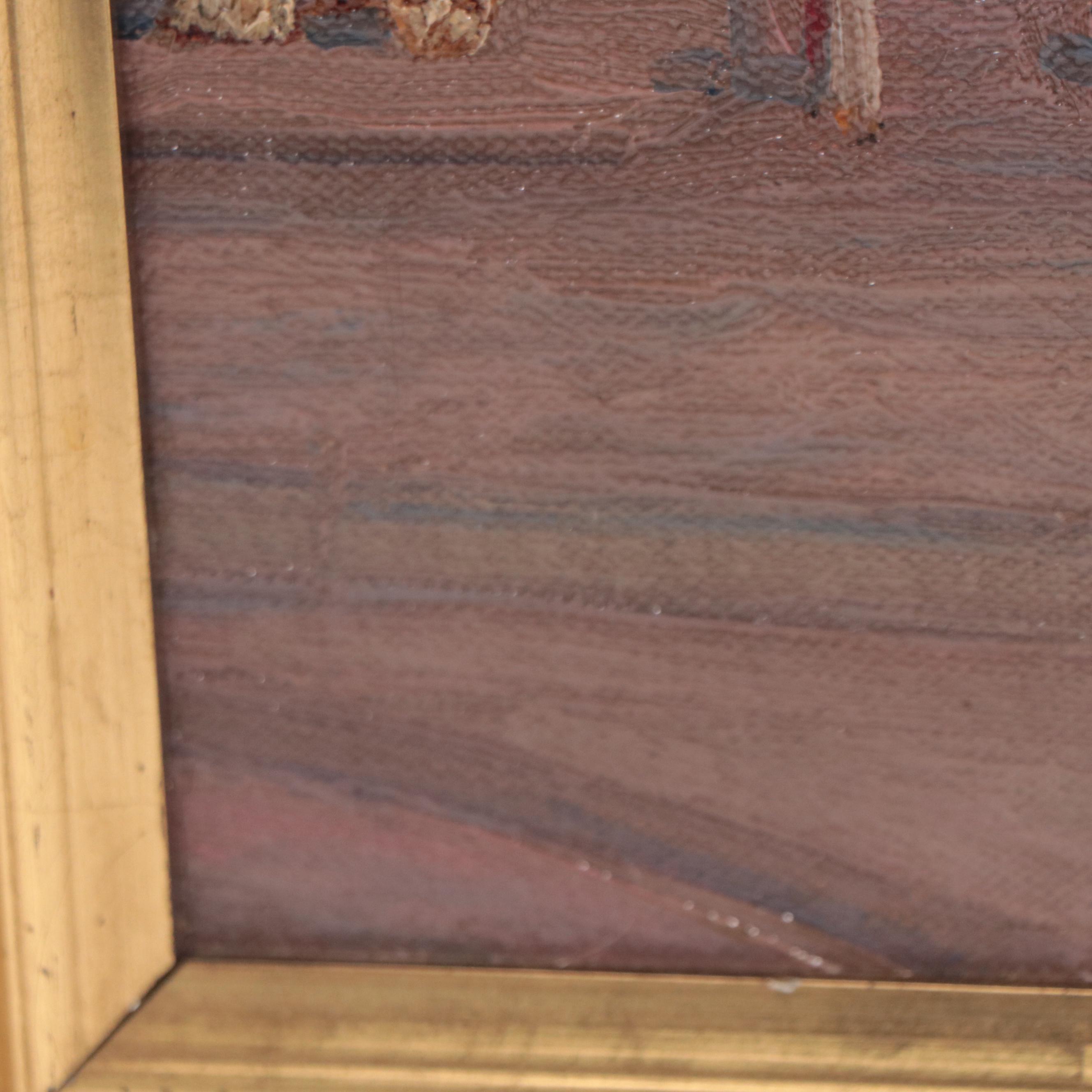 Cityscape Oil Painting Attributed to Valdemar Thomsen, 1914