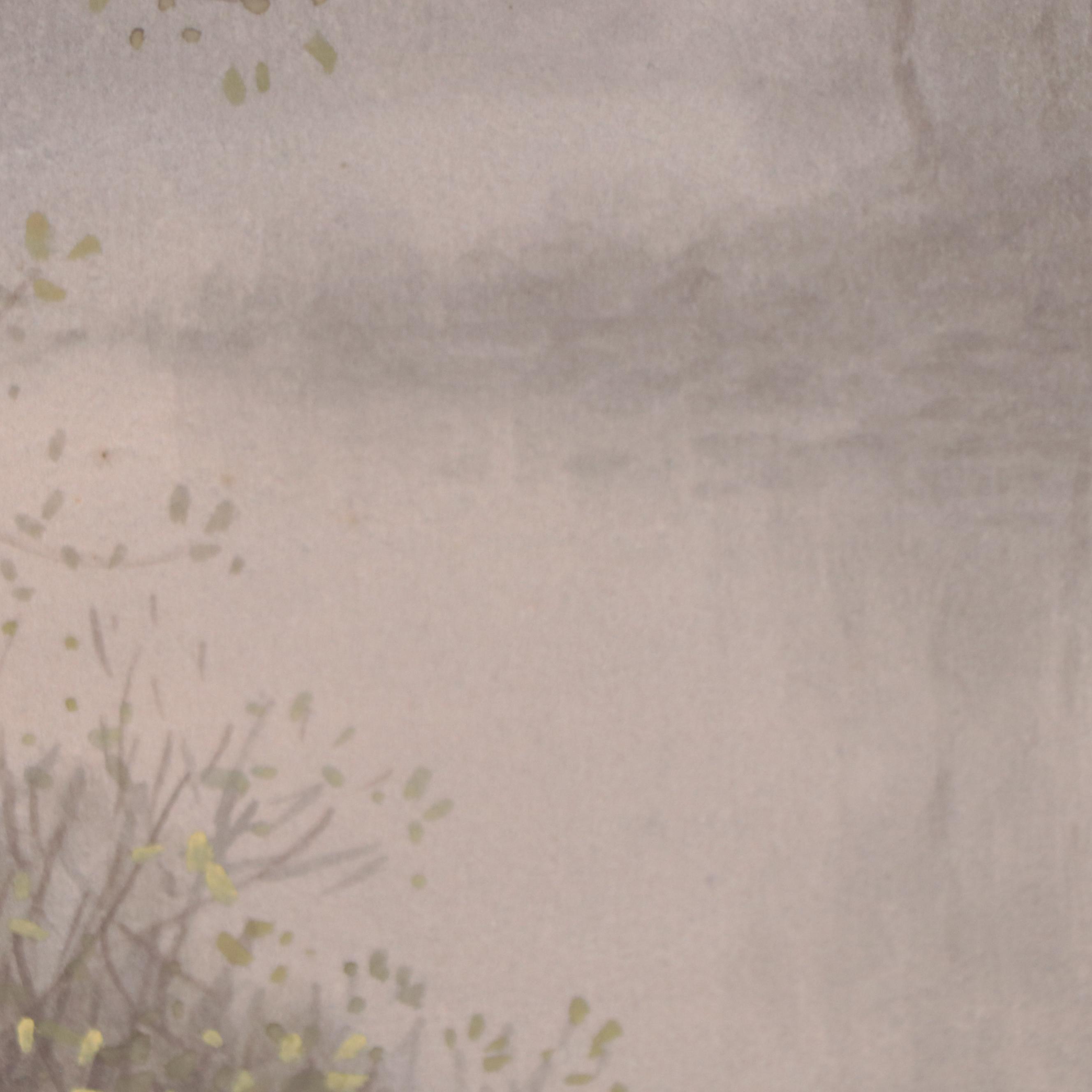 S. Tosuke Watercolor Painting of Figures Walking By River, Early 20th Century