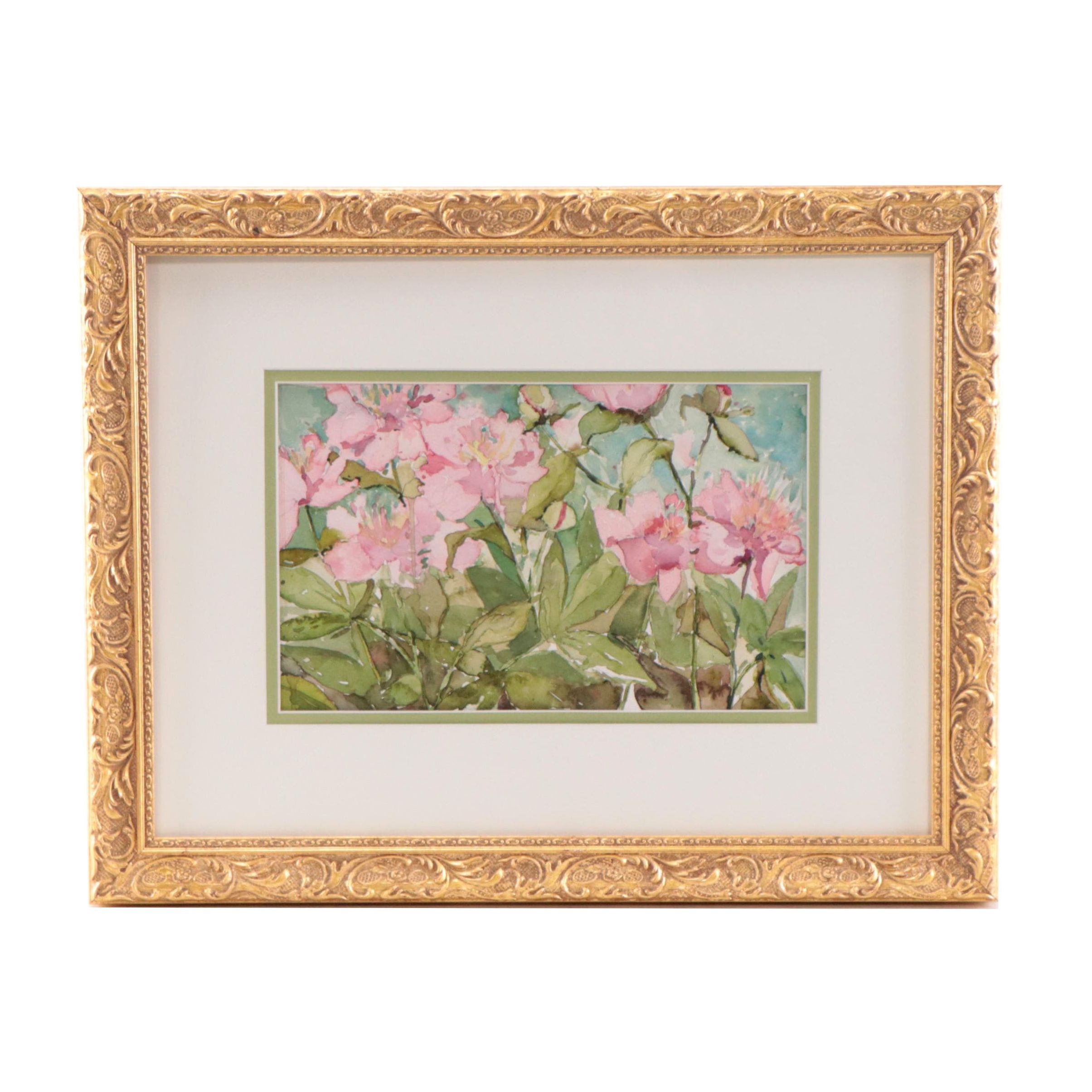 Susan Grier Watercolor Painting of Flowers, Late 20th Century