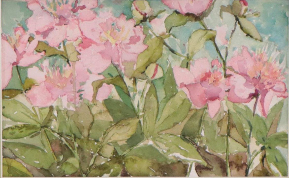 Susan Grier Watercolor Painting of Flowers, Late 20th Century