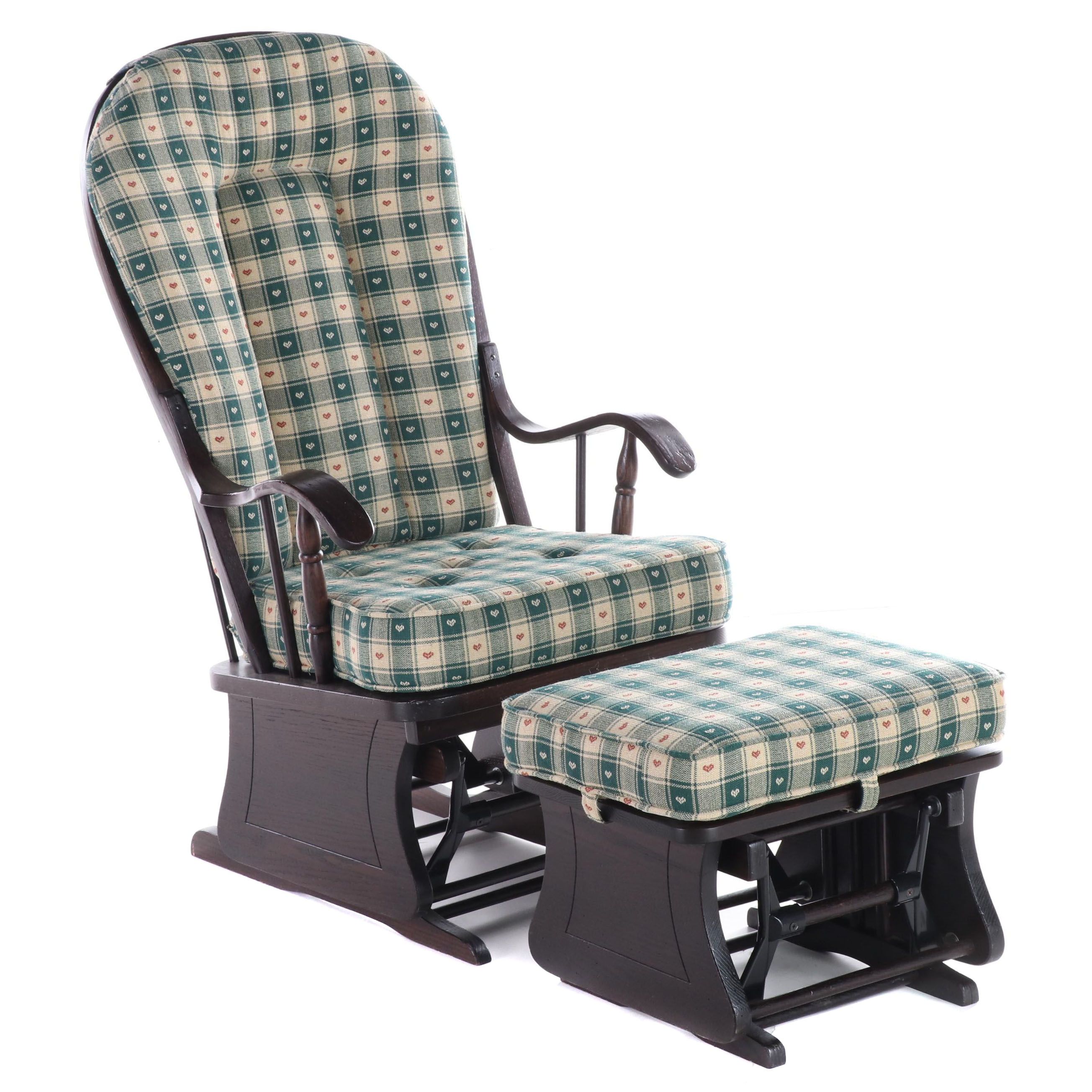Ort Furniture Mfg. Co. Oak Glider-Rocker and Footstool