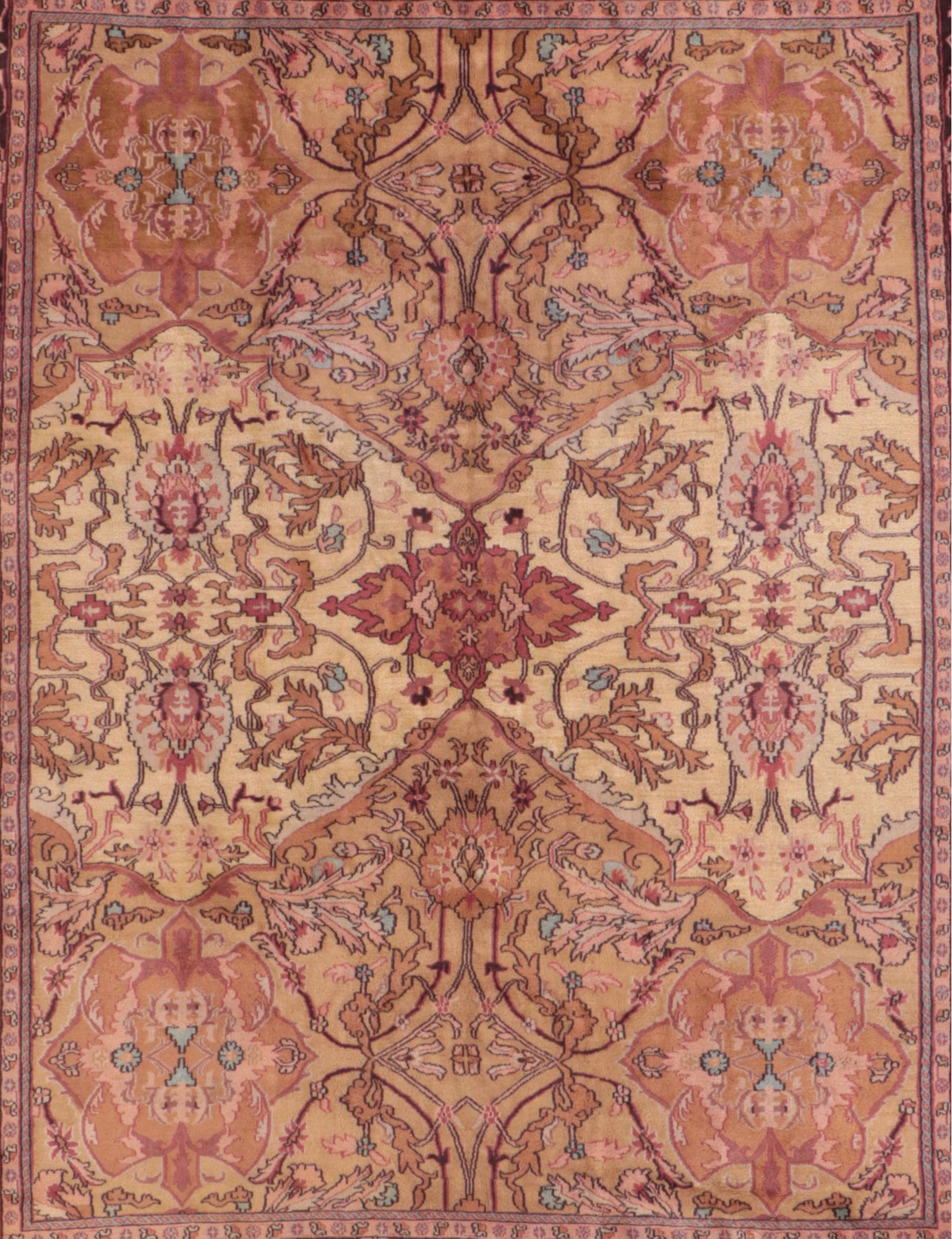 7'9 x 9'10 Hand-Knotted Turkish Oushak Area Rug