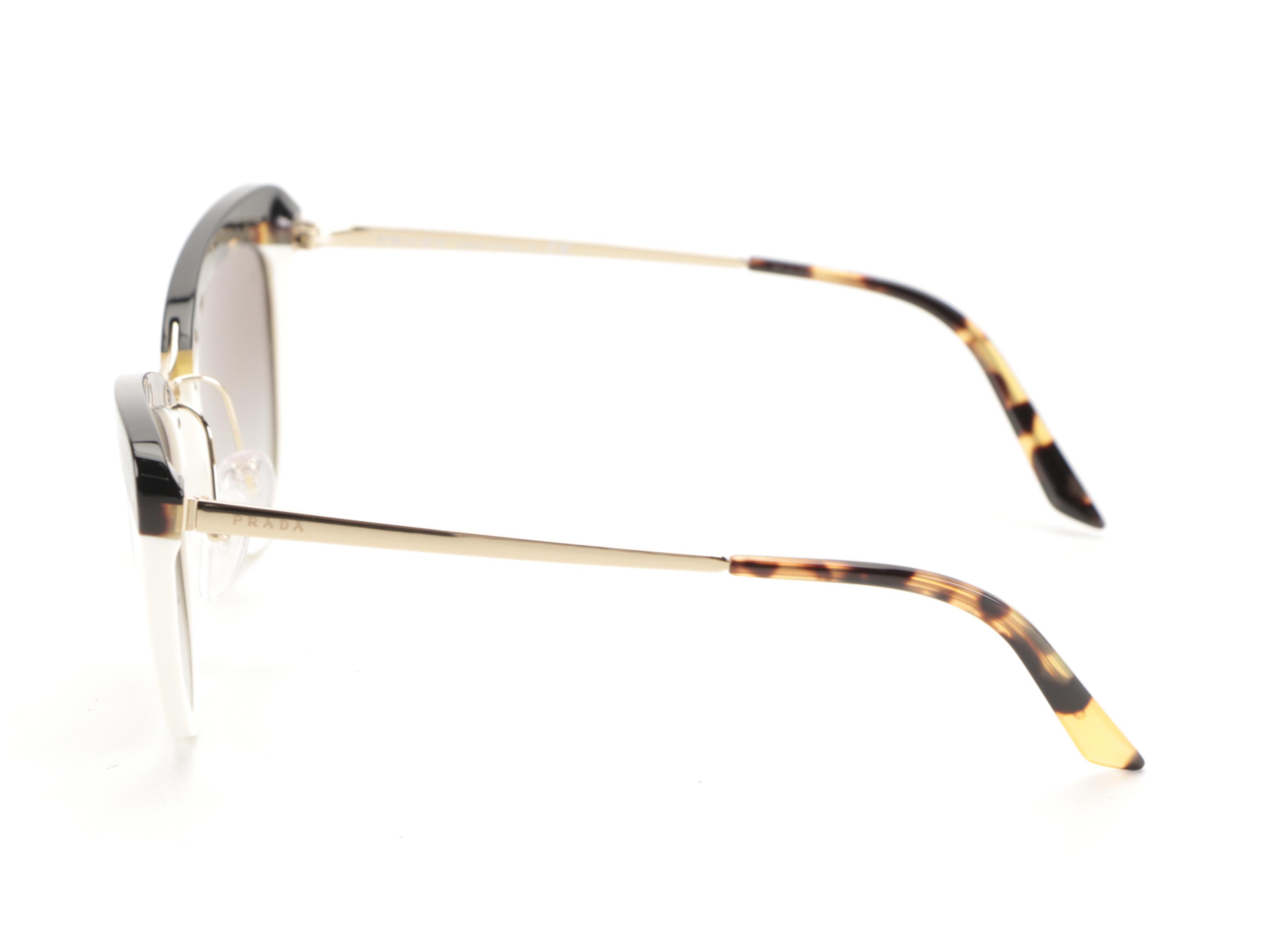 Prada SPR25X Cat Eye Sunglasses in Havana and Cream with Case and Box