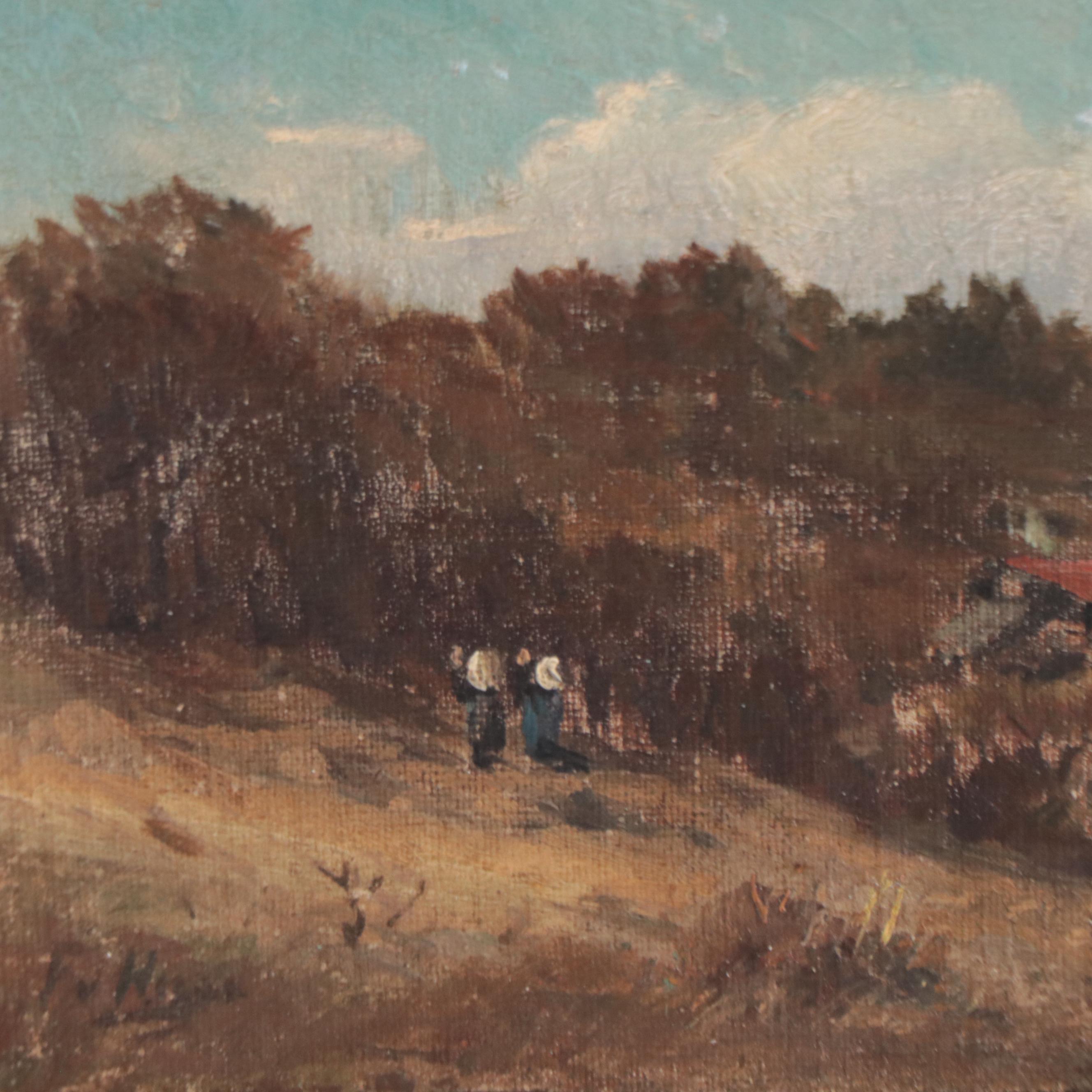 F.V. Hugo Landscape Oil Painting, Late 19th Century