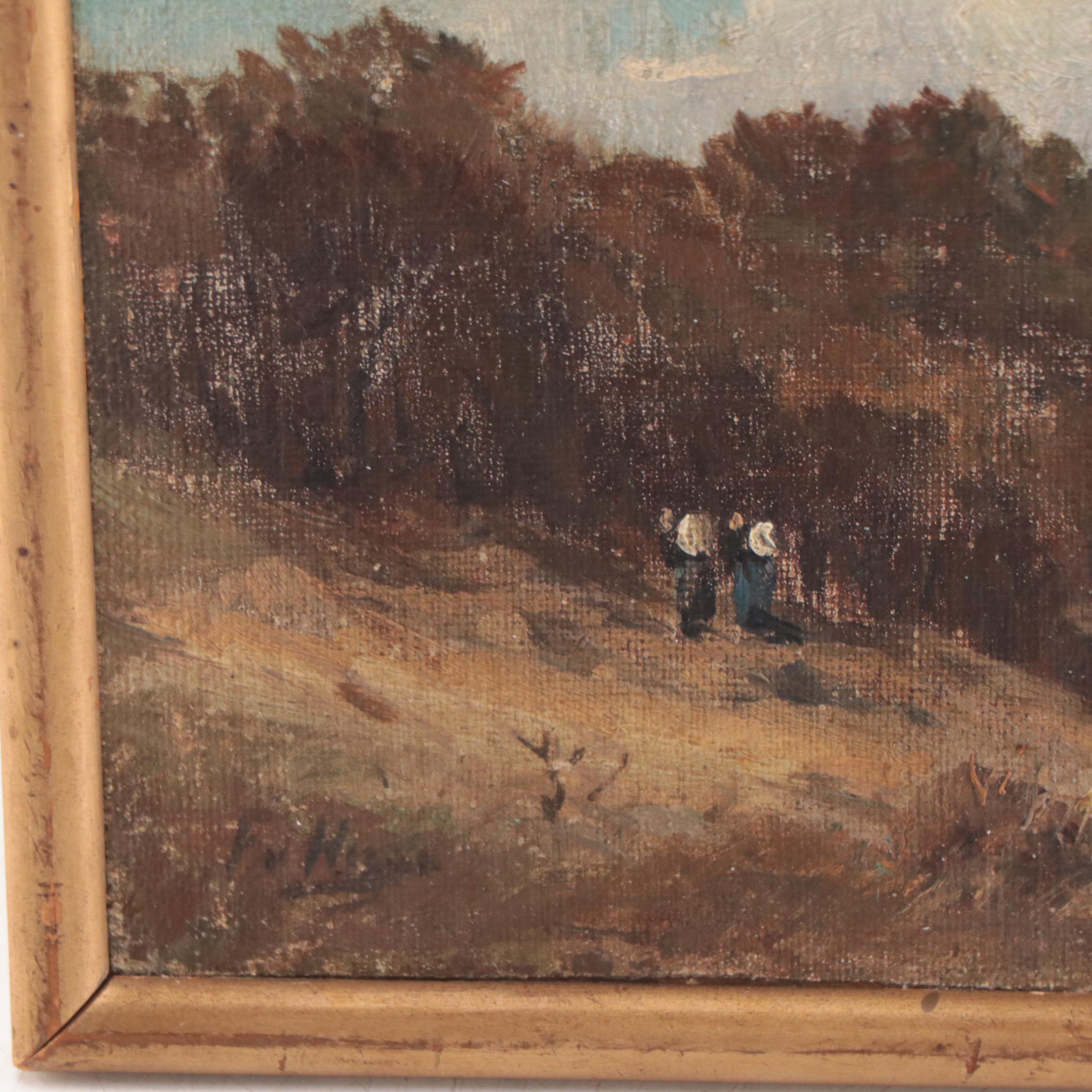 F.V. Hugo Landscape Oil Painting, Late 19th Century