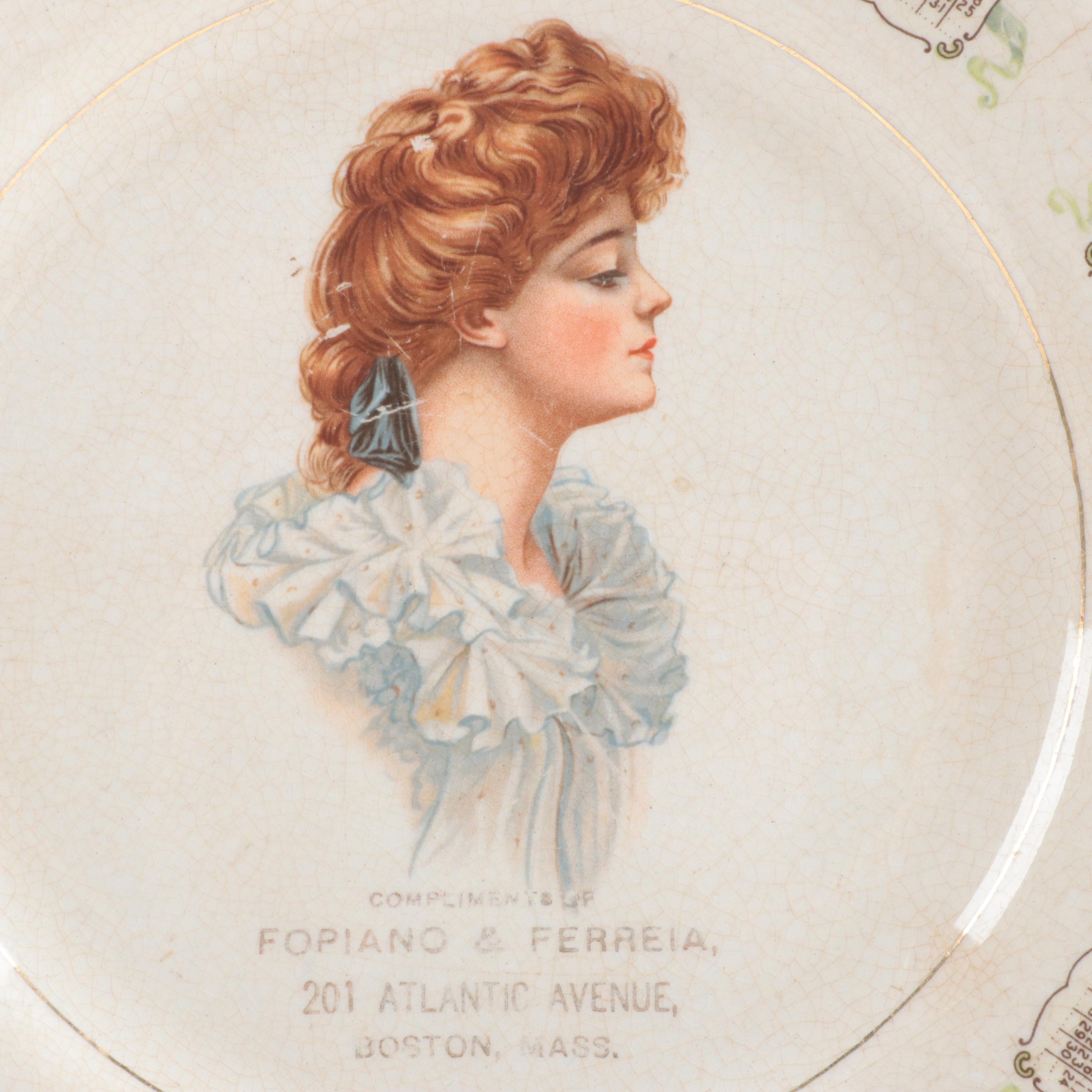 D.E. McNicol Pottery Co. Calendar Plate with Other Shadow Box Framed Calendar