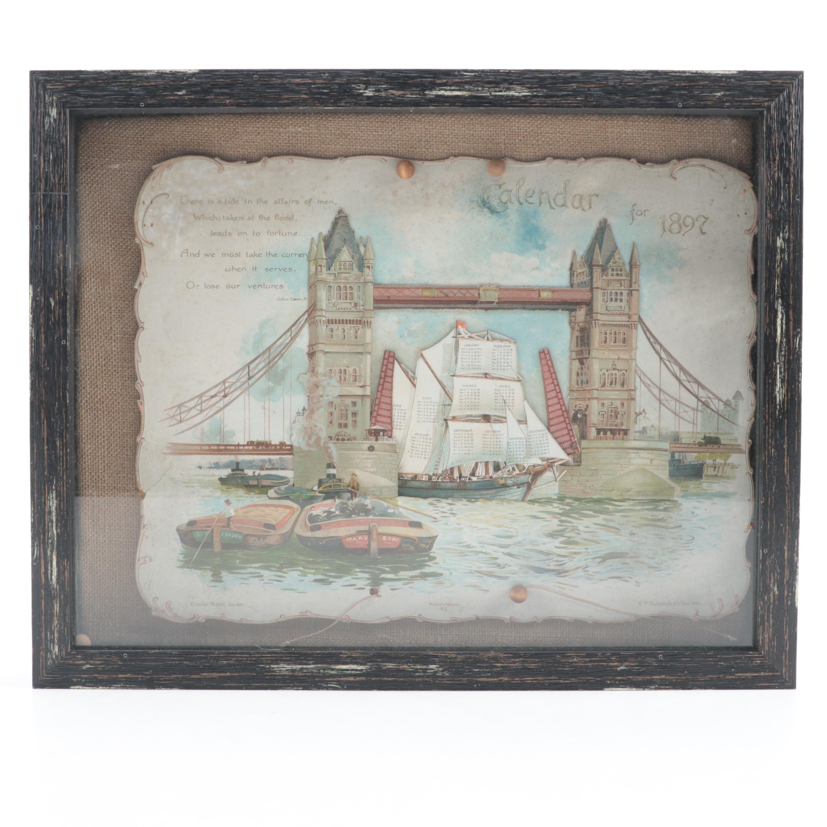 D.E. McNicol Pottery Co. Calendar Plate with Other Shadow Box Framed Calendar