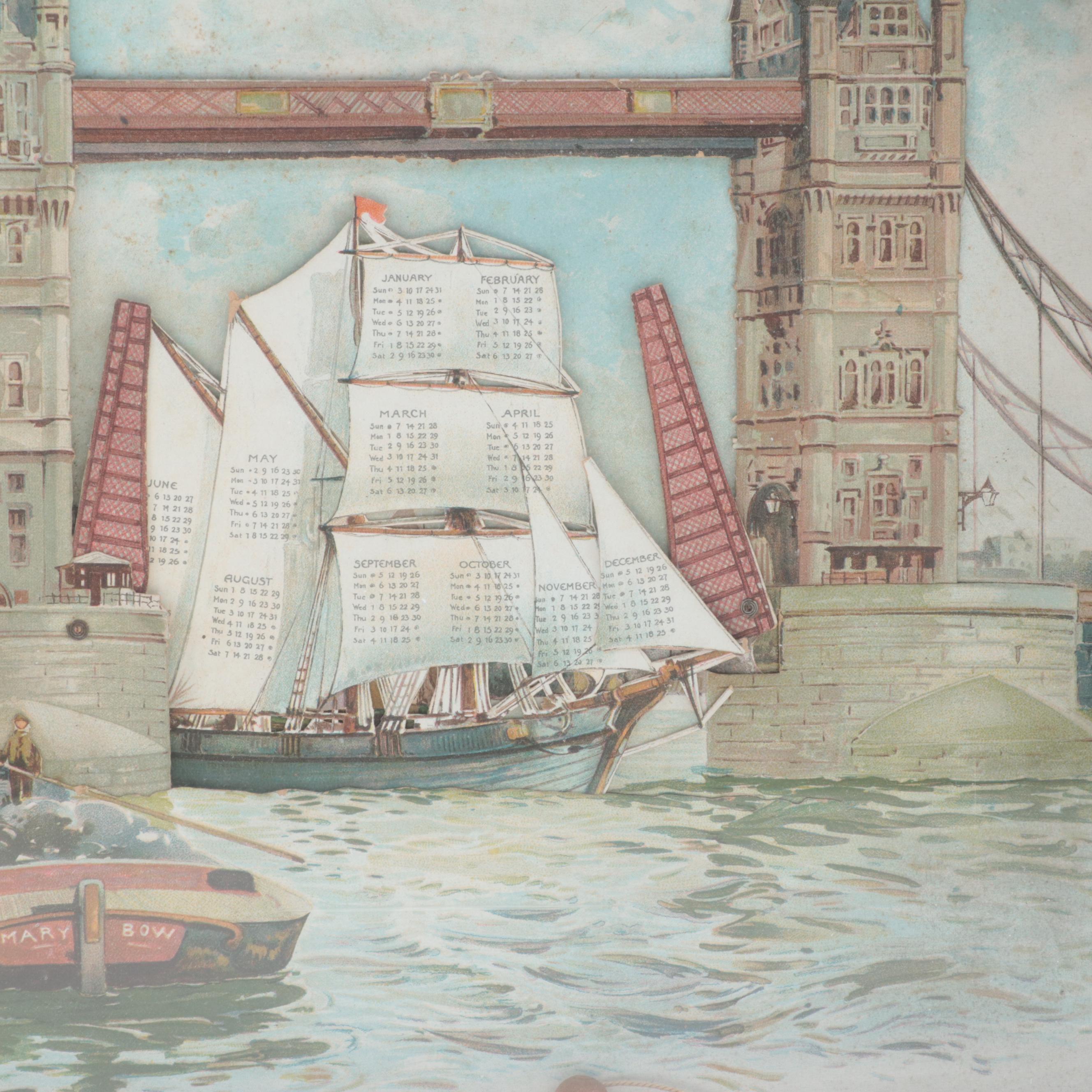 D.E. McNicol Pottery Co. Calendar Plate with Other Shadow Box Framed Calendar